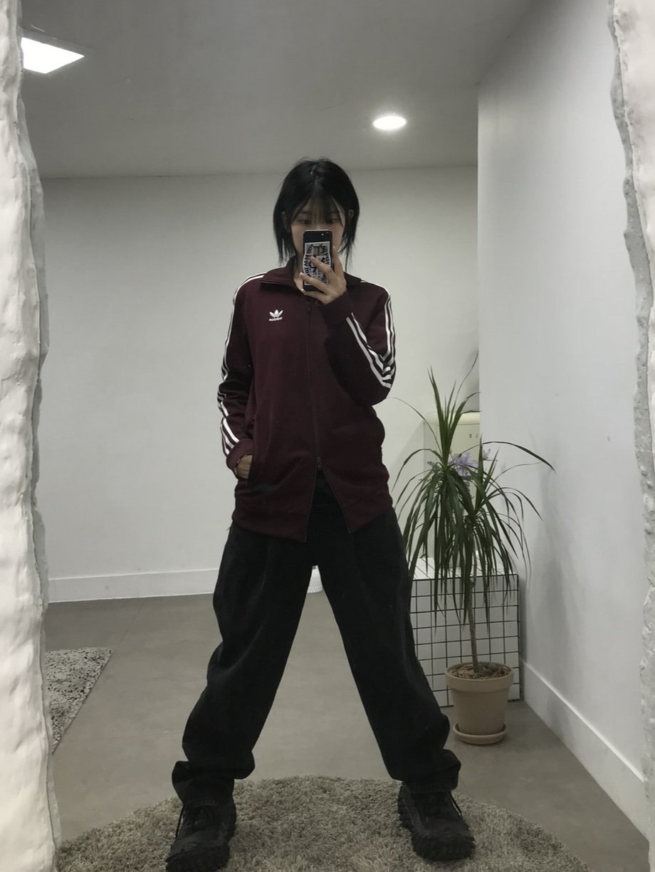 Adidas Adicolor Classic Firebird Track Top Maroon - KR Sizing 착용 스타일 - 1
