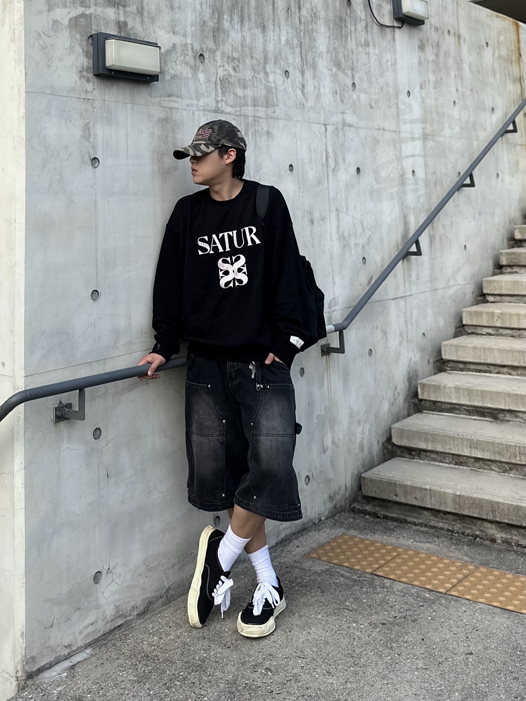 Human Made Backpack Black, Maison Mihara Yasuhiro Baker OG Sole OD Canvas Low-top Sneakers Black 착용 스타일 - 2
