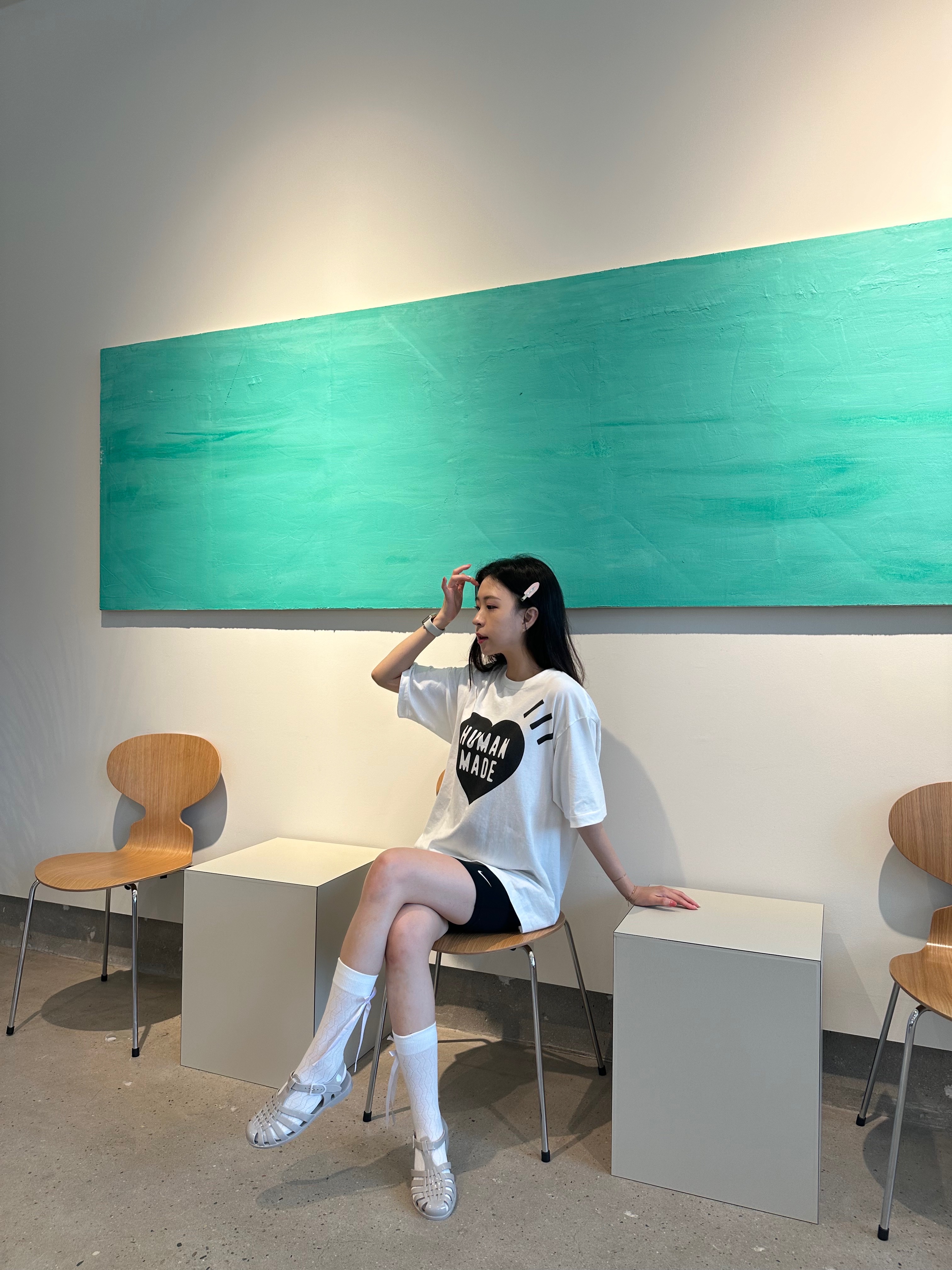 Human Made Heart T-Shirt White Gray - Sapporo Store Exclusive, (W) Meduse Sun Sand 착용 스타일 - 1