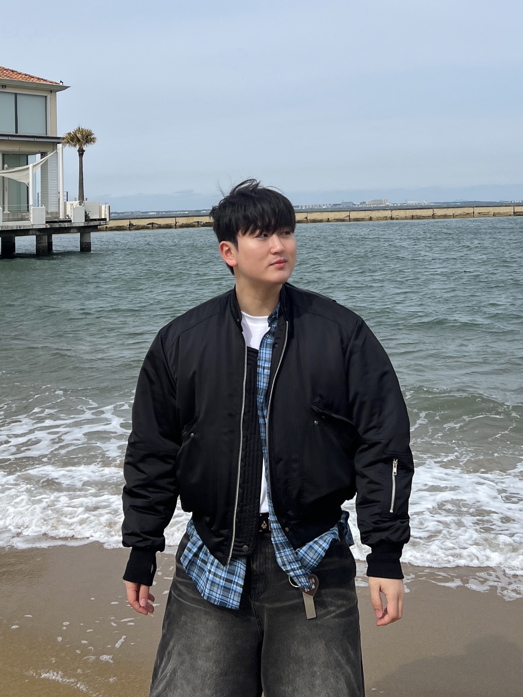 [KREAM 단독] Etce Smocking Baggy Jean Grey, Stussy Royal Suit Dress Belt Black 착용 스타일 - 1