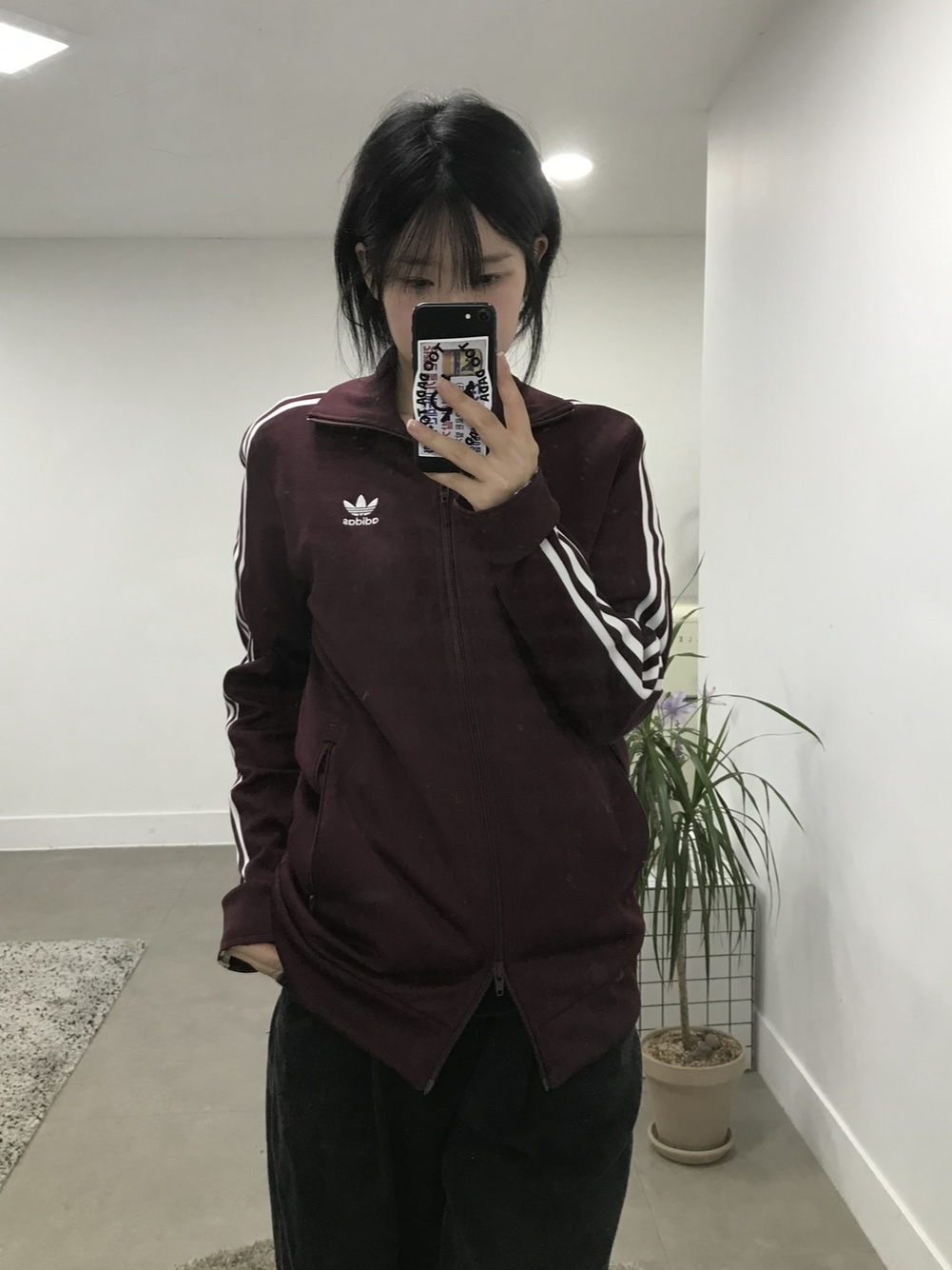 Adidas Adicolor Classic Firebird Track Top Maroon - KR Sizing 착용 스타일 - 2