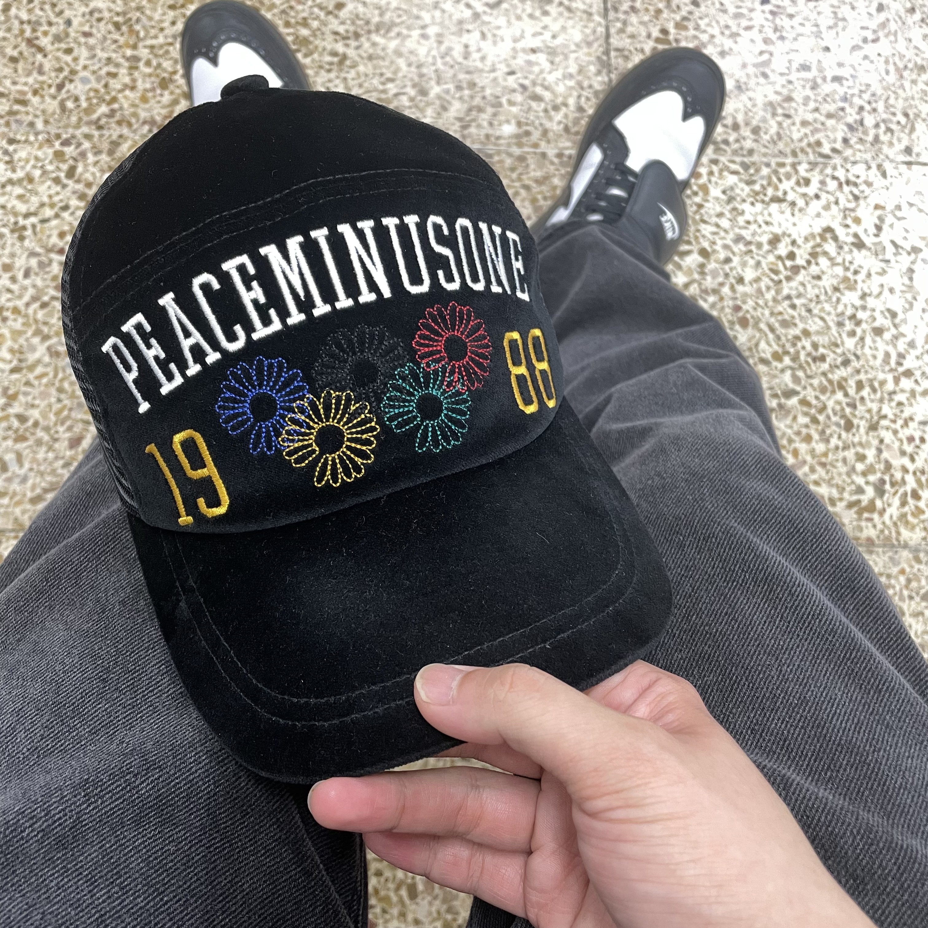 Nike x Peaceminusone Kwondo1 Black and White, Peaceminusone Mesh Cap #1 Black 착용 스타일 - 1