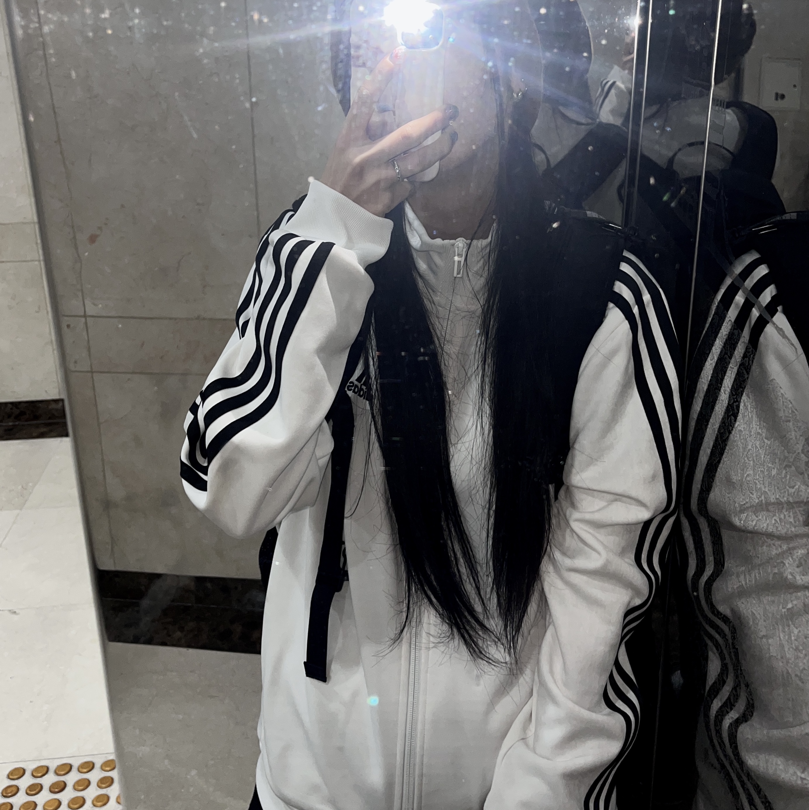Adidas 3S Regular Fit Double Knit Track Top White - KR Sizing 착용 스타일