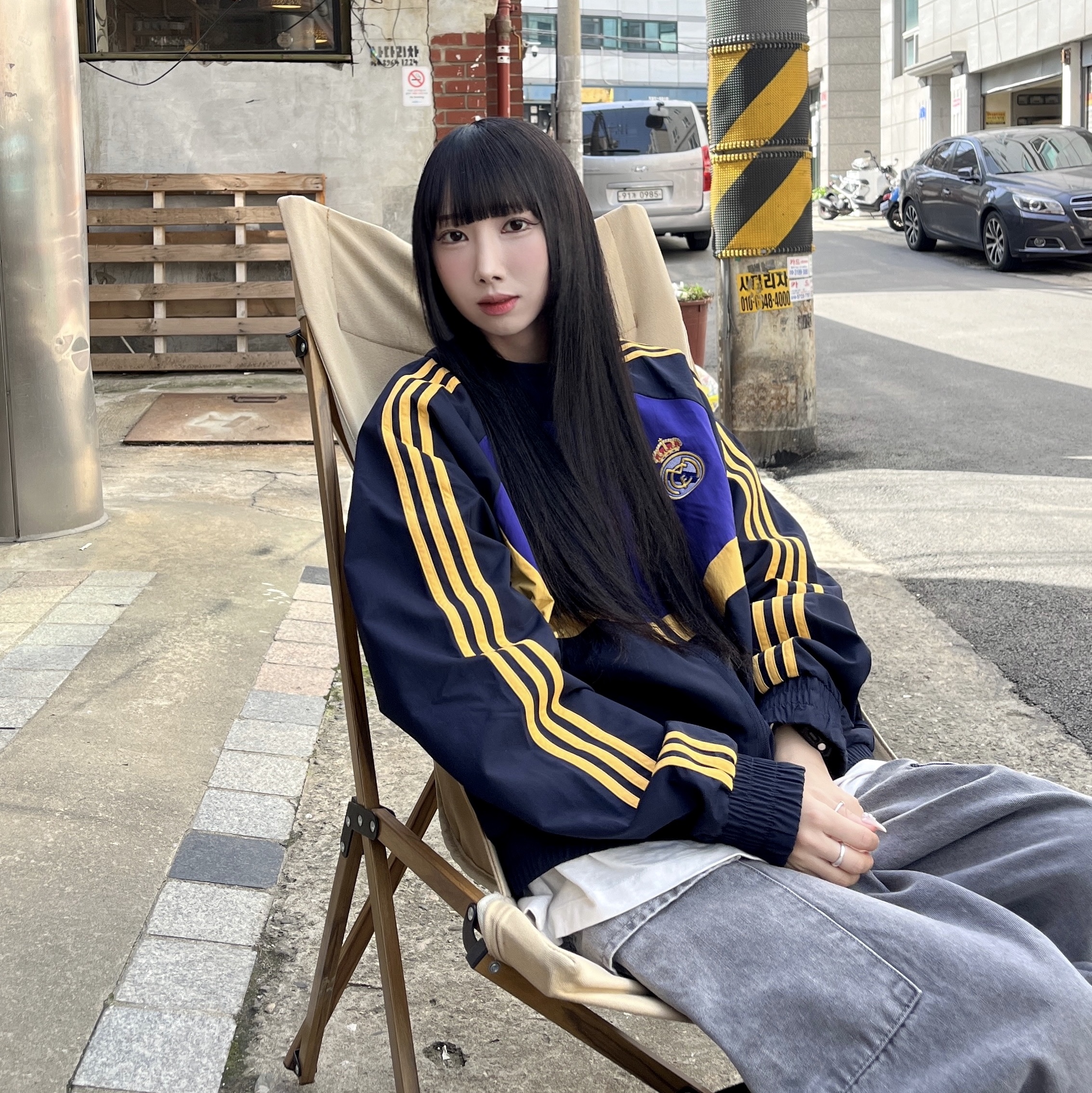 Adidas Real Madrid Woven Track Jacket Legend Ink - US Sizing 착용 스타일 - 2