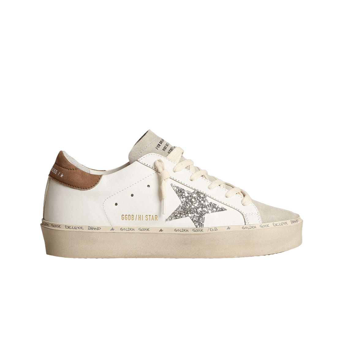 (W) 골든구스 하이스타 화이트 앤티크 핑크 글리터((W) Golden Goose Hi Star White Antique Pink Glitter) - 1
