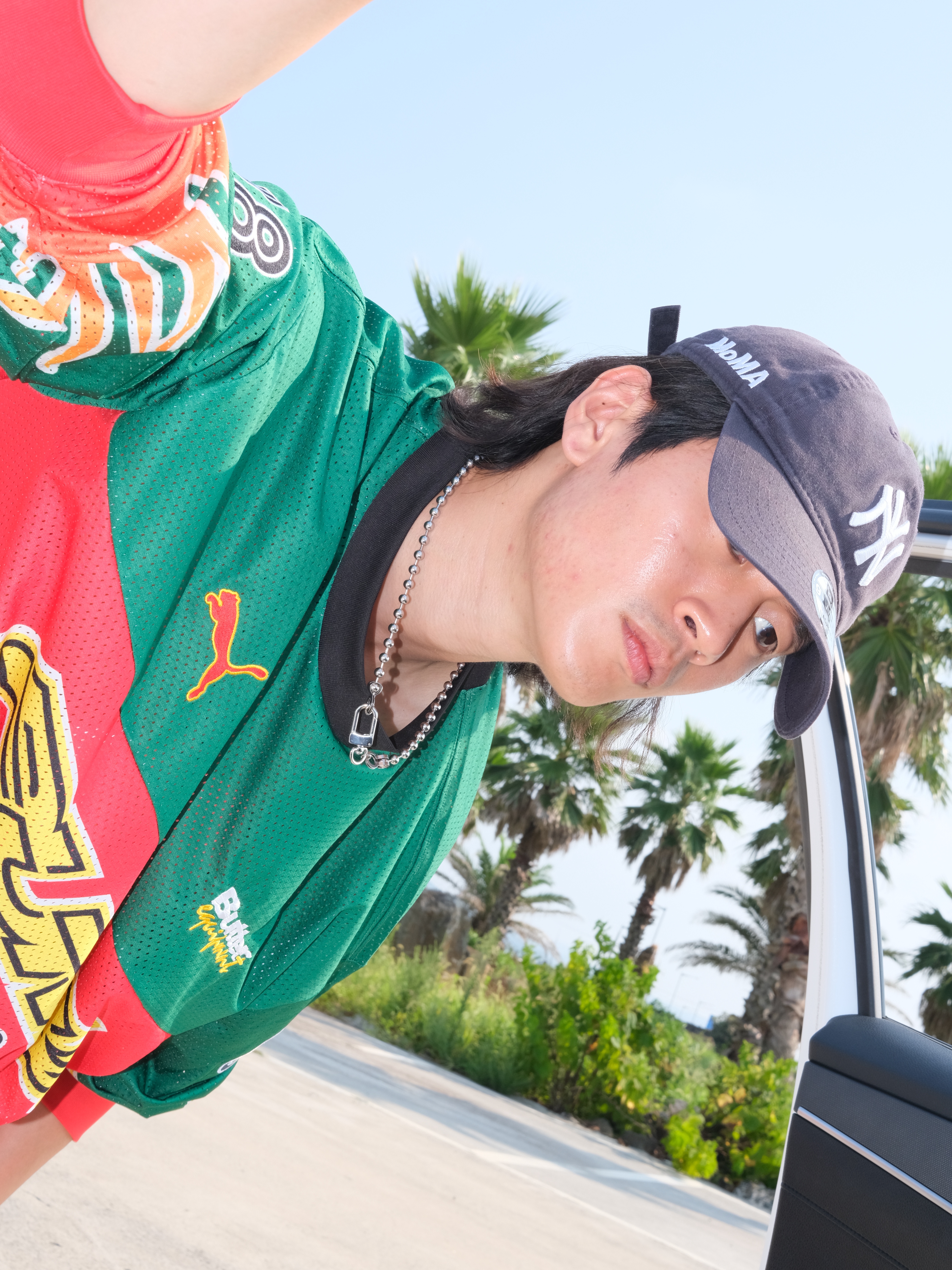 Puma x Butter Goods 15Year Jersey For All Time Red, New Era x MoMA New York Yankees Cap Navy 착용 스타일