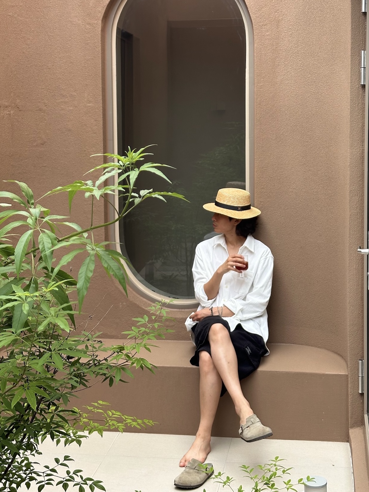 Birkenstock Boston Soft Footbed Taupe - Narrow 착용 스타일