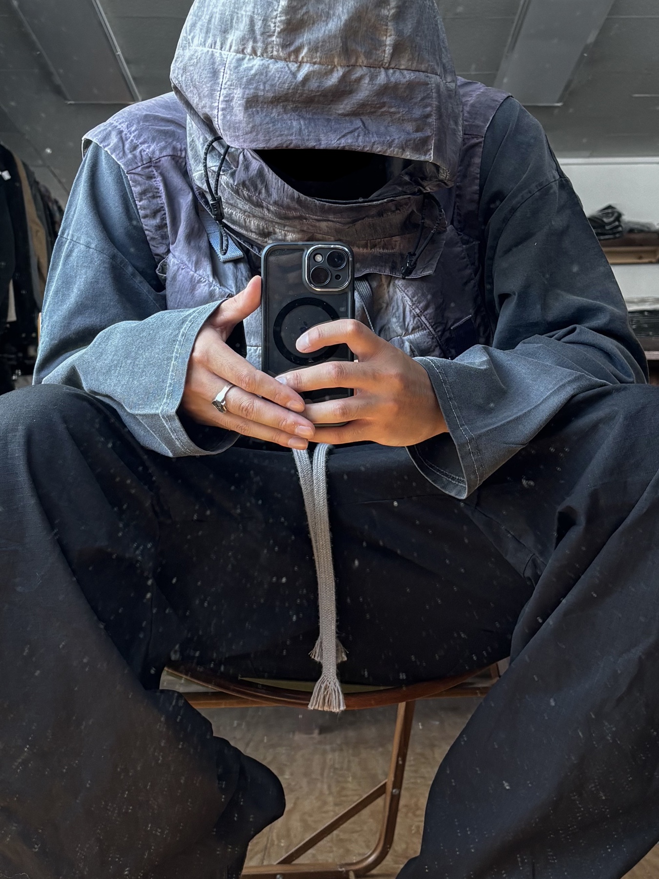 Balenciaga Combat Strike 20mm Boots Black, Wapworks Wide Safety Cargo Pants Black 착용 스타일 - 4
