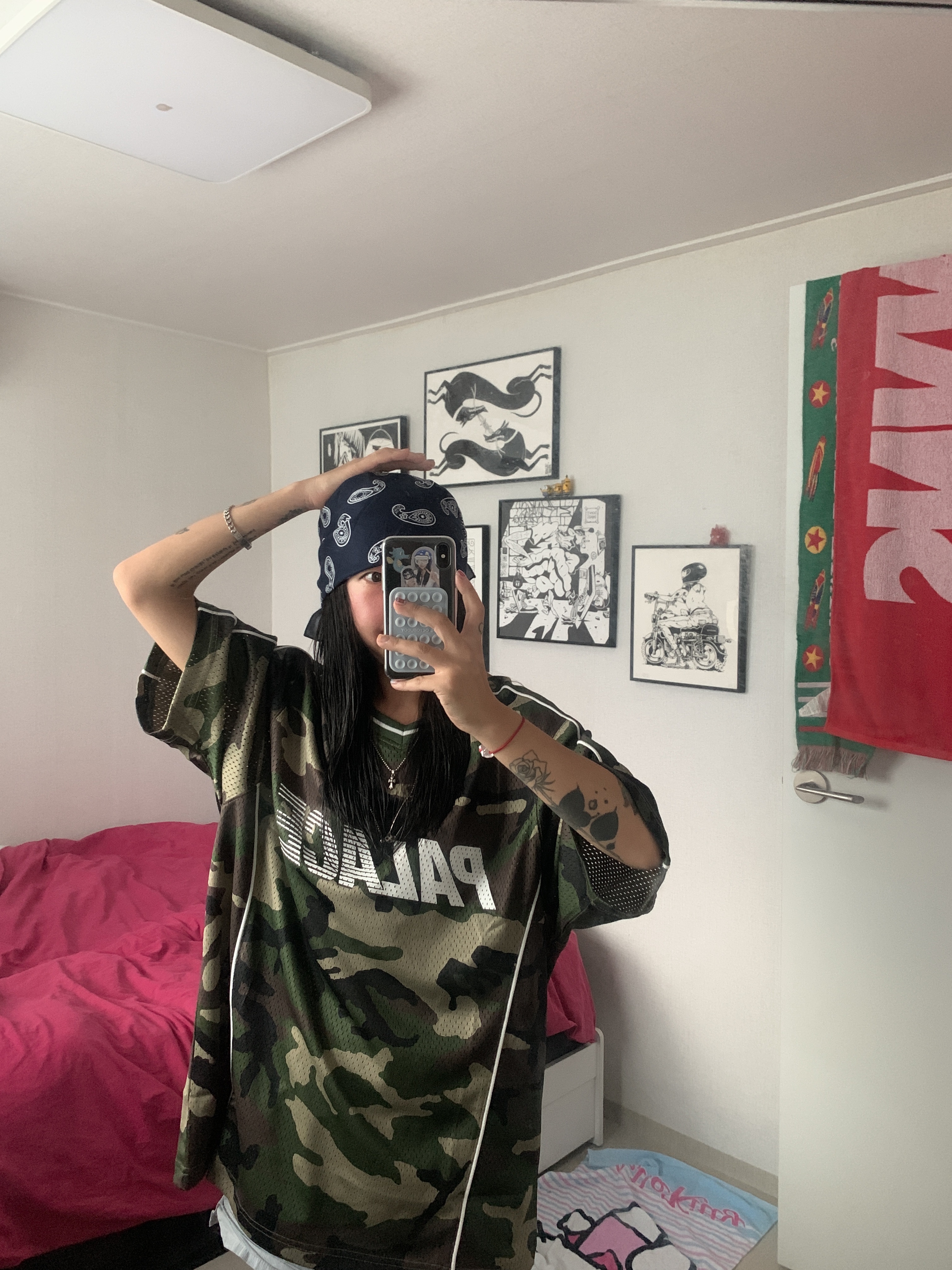 Palace Mesh Jersey Woodland Camo - 24FW, Stussy x Tekla Percale Duvet Cover Berry (230x235cm) 착용 스타일