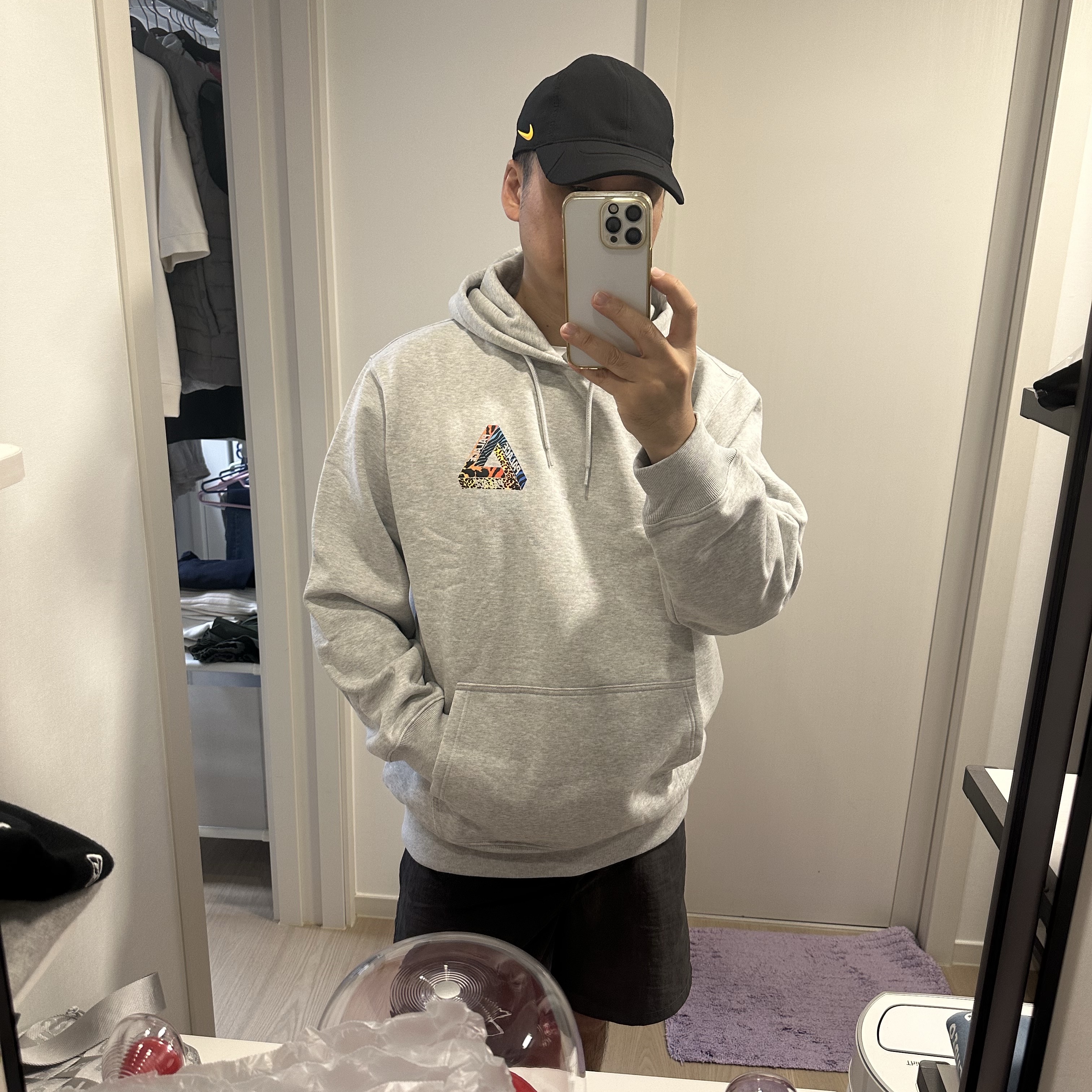 Palace Jungle Dream Hood Grey Marl - 24FW 착용 스타일 - 1