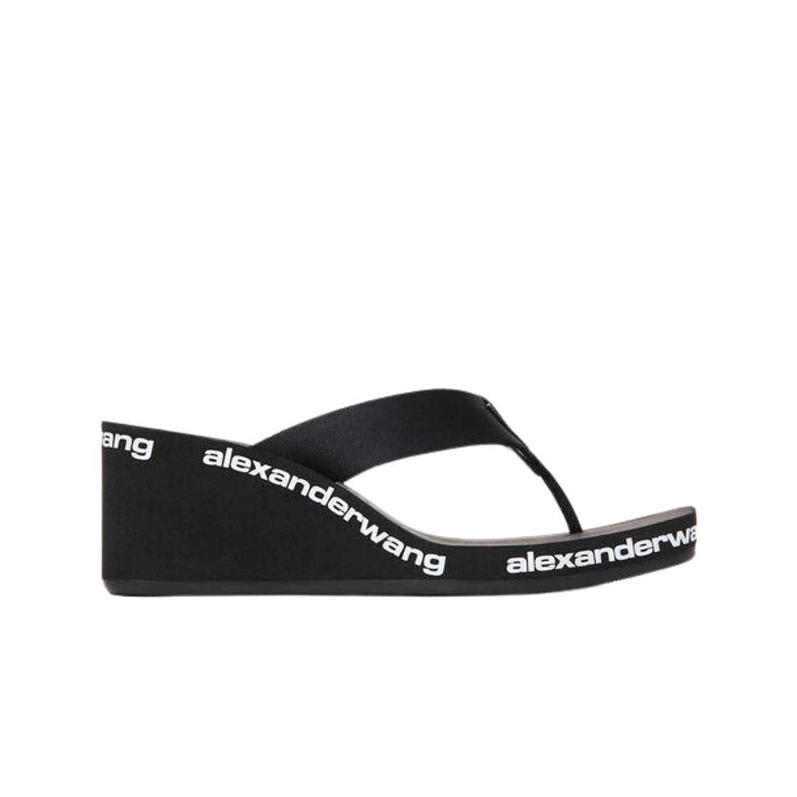 (W) 알렉산더 왕 AW 나일론 웨지 플립 플랍 블랙((W) Alexander Wang AW Nylon Wedge Flip Flops Black)