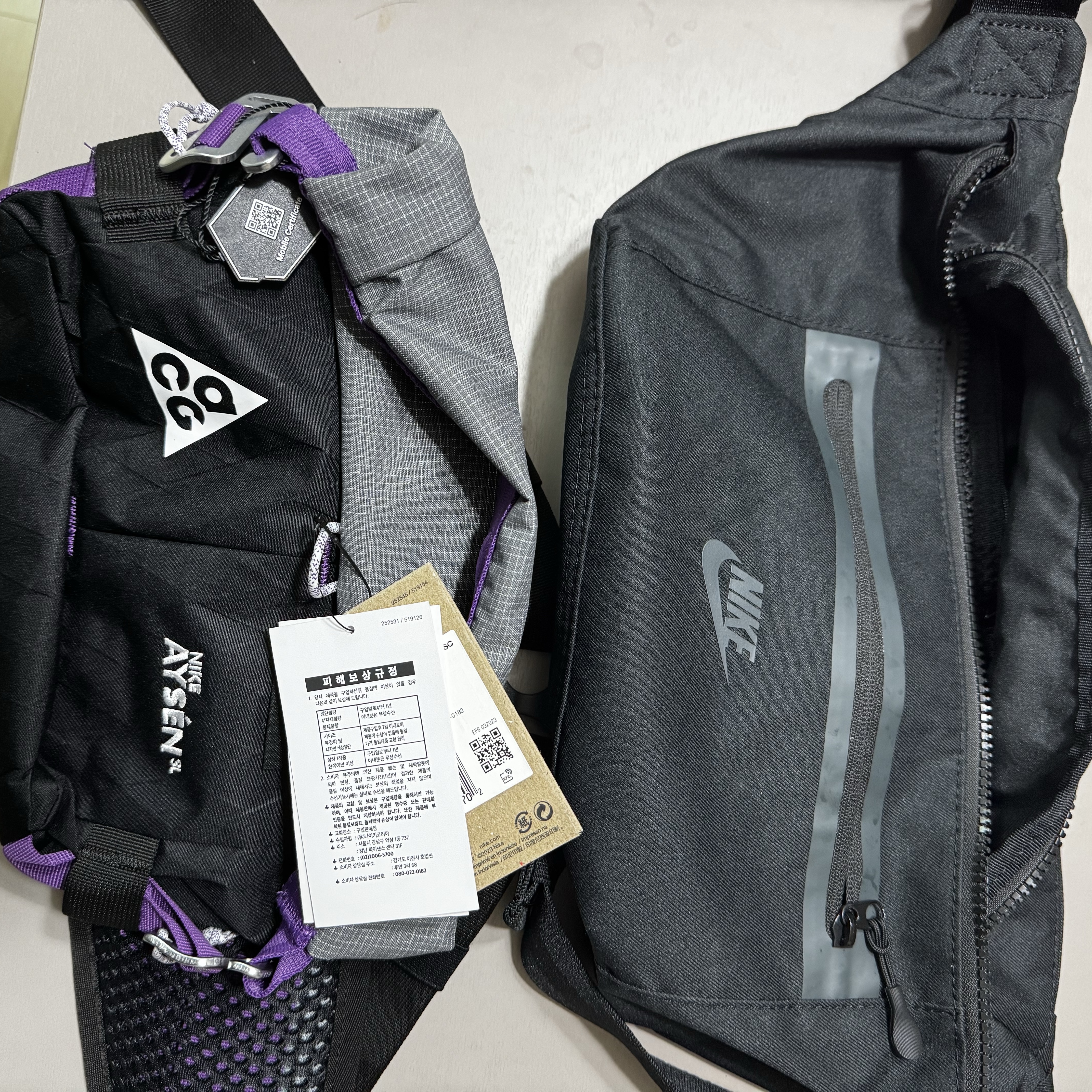 Nike ACG Aisen Penny Pack 3L Black Cool Grey, Nike Elemental Premium Fanny Pack 8L Black 착용 스타일 - 2