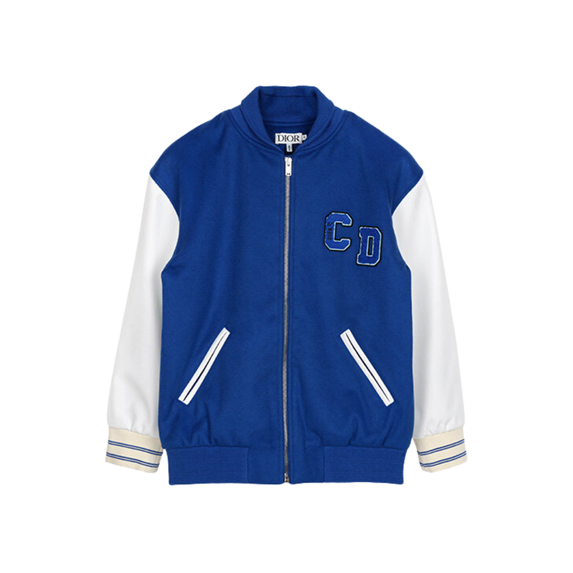 (Kids) Dior Wool Cashmere Technical Fabric Varsity Jacket Ultramarine Blue White 상세 이미지 1