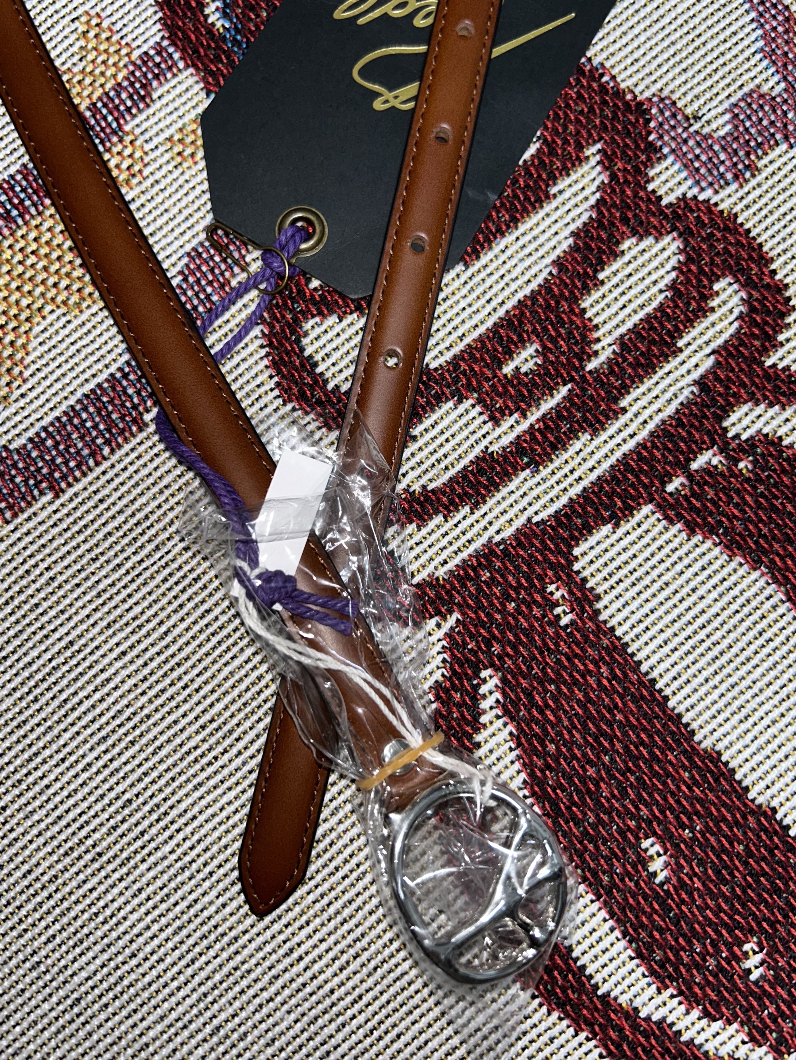 Needles Peace Buckle Narrow Belt Brown 착용 스타일 - 1