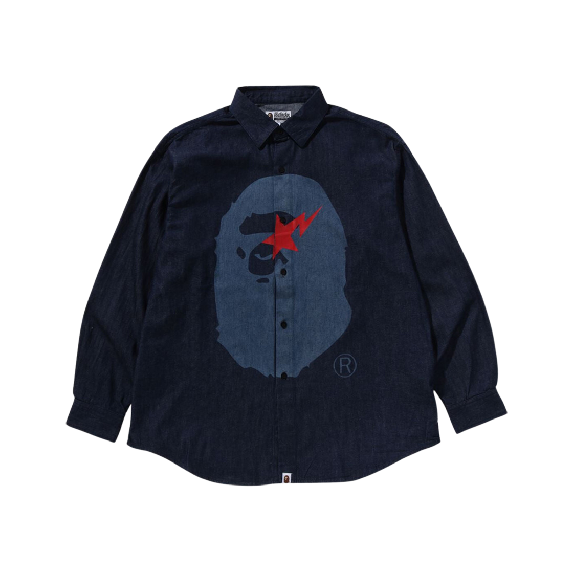 BAPE STA Ape Head Relaxed Fit Denim L/S Shirt Indigo 상세 이미지 1