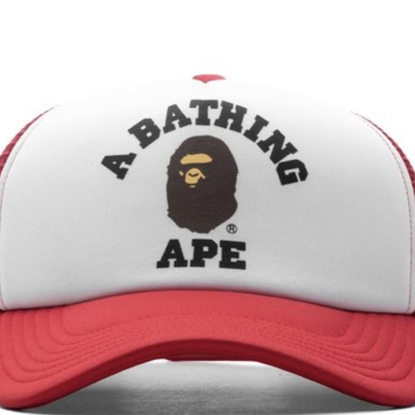 BAPE College Mesh Cap Red 착용 스타일