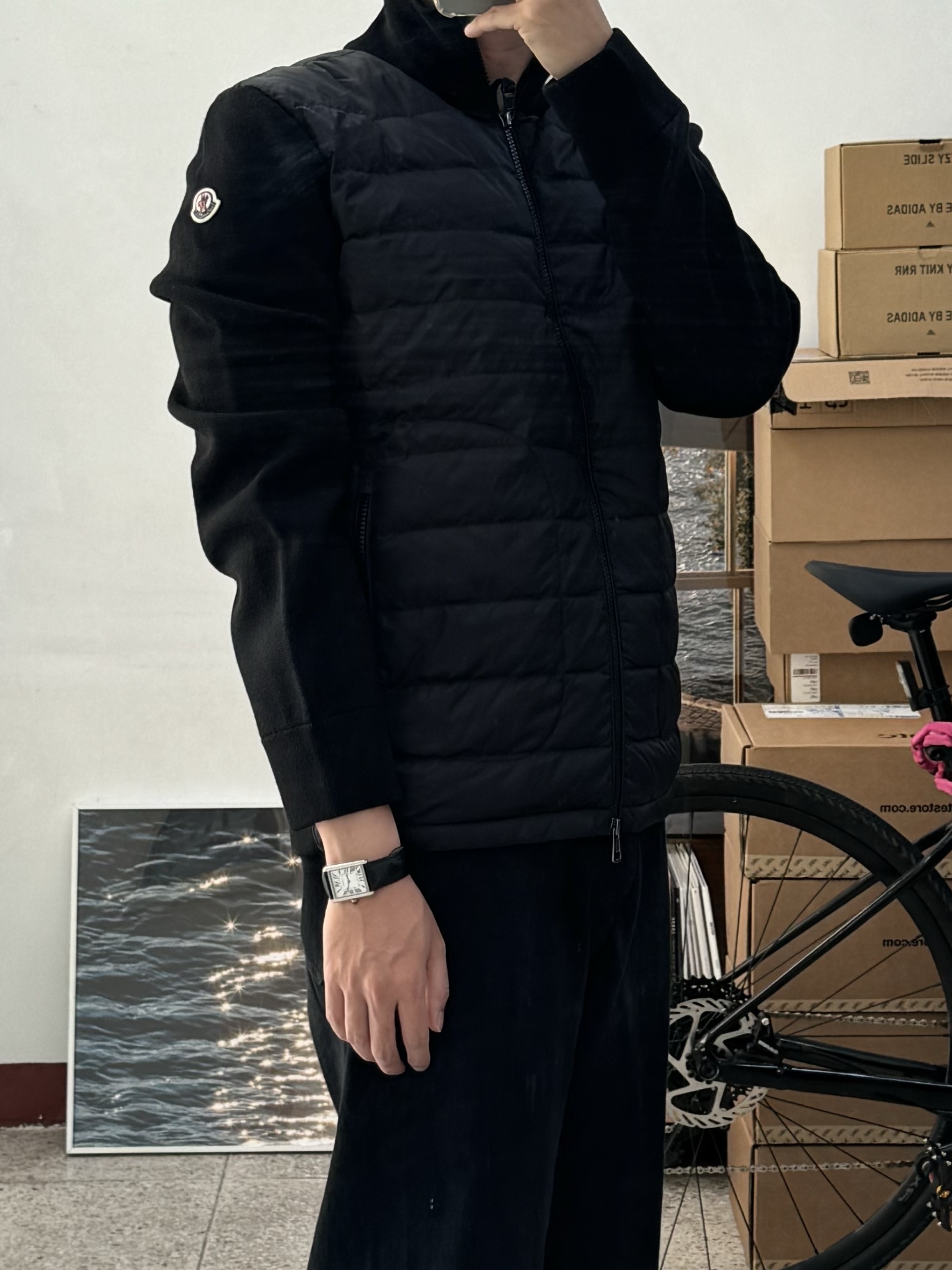 Moncler Padded Wool Cardigan Black - 24FW 착용 스타일 - 3