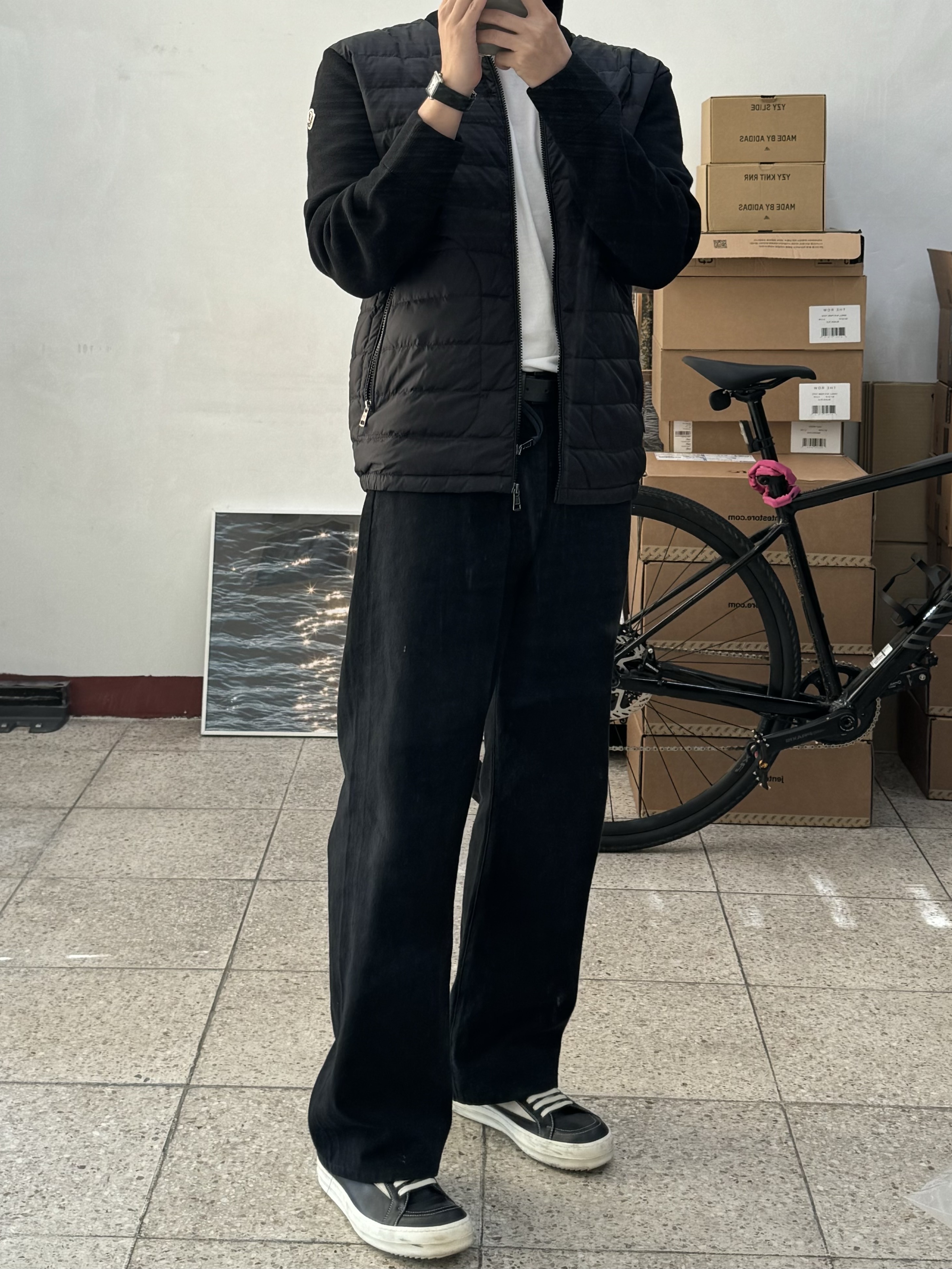 Moncler Padded Wool Cardigan Black - 24FW 착용 스타일 - 1