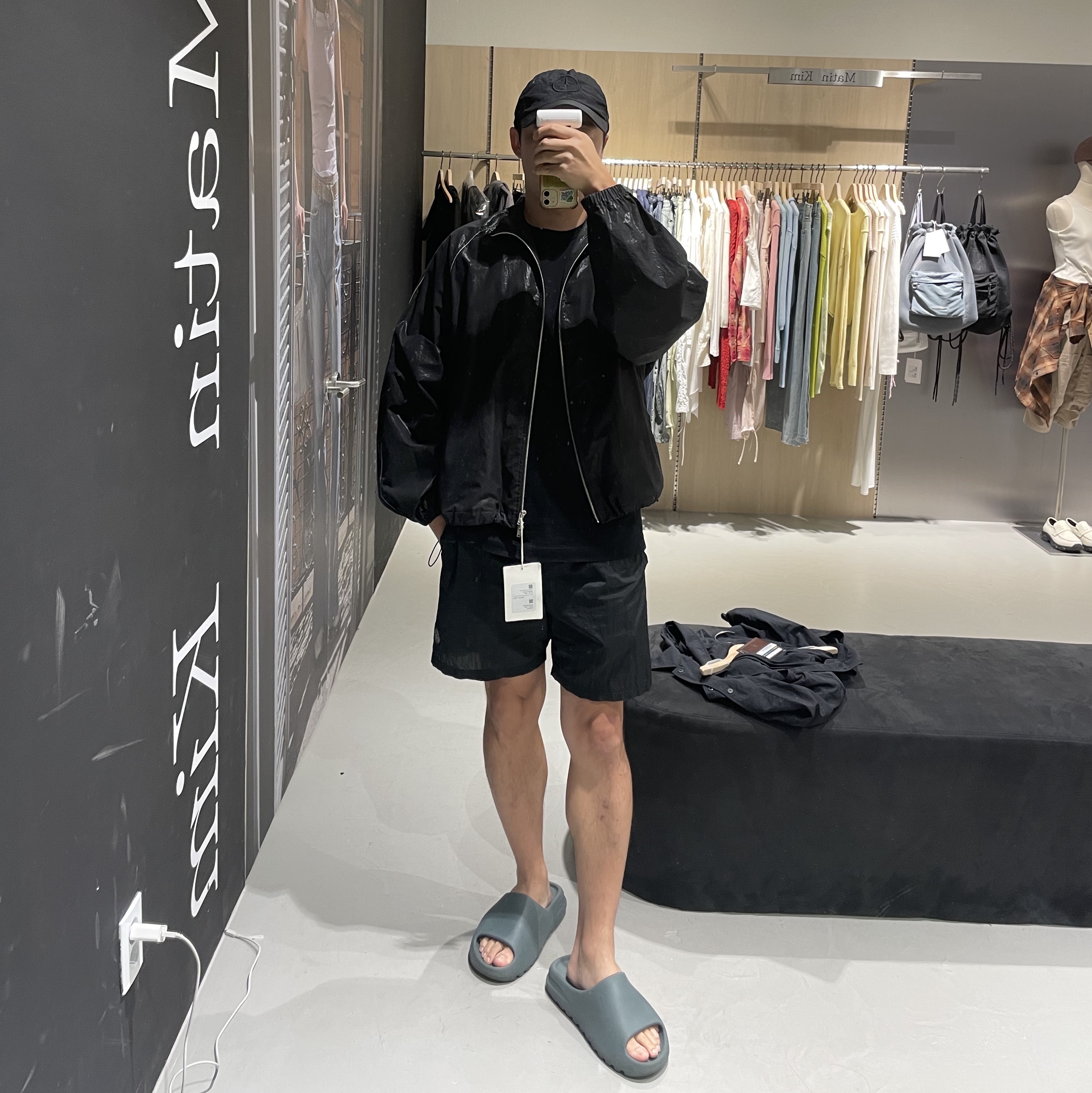 Stone Island 99776 Nylon Metal 6-Panel Cap Black - 22FW, Stone Island B0943 Nylon Metal Swimming Trunk Black - 24SS 착용 스타일