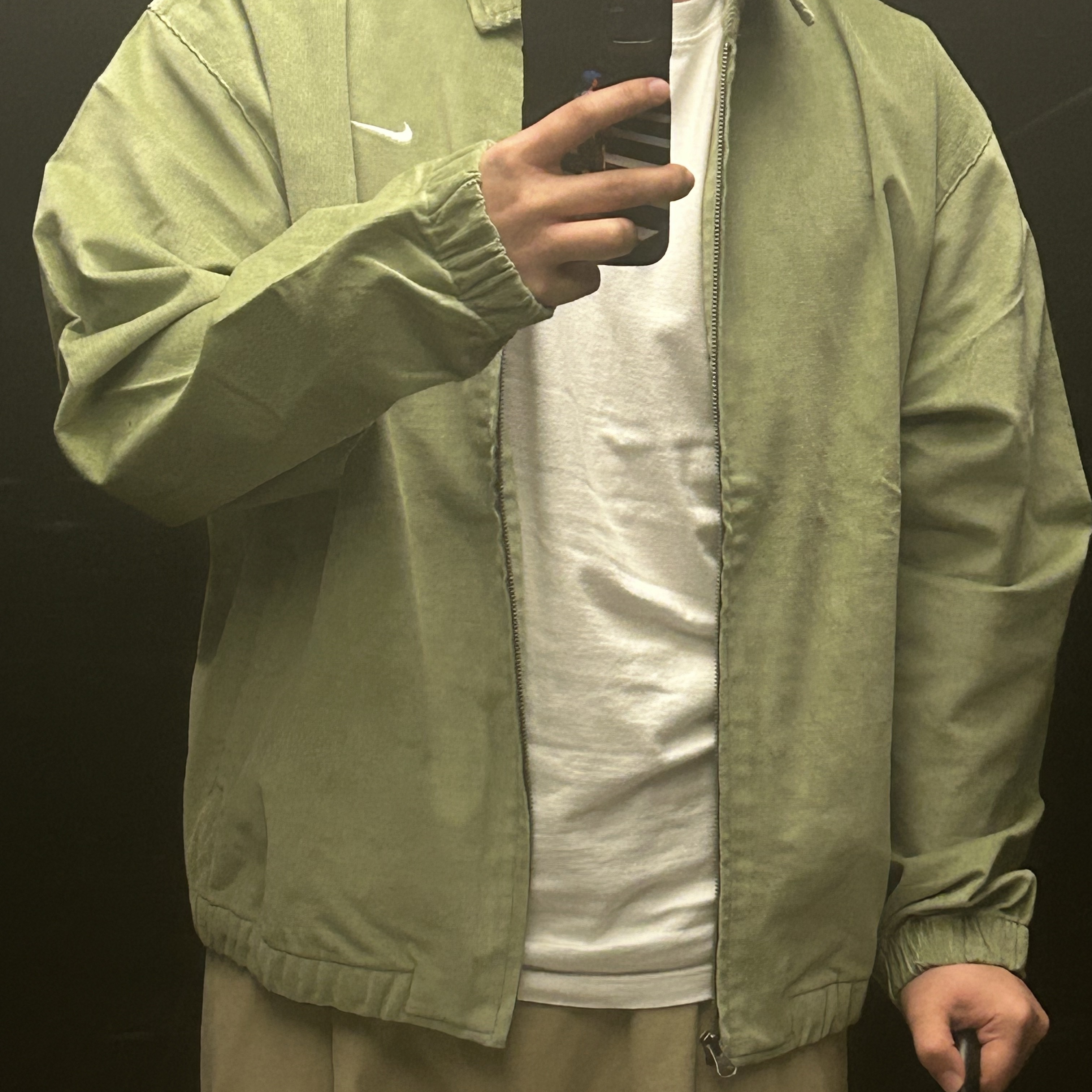 Nike Life Harrington Jacket Oil Green - Asia 착용 스타일 - 1