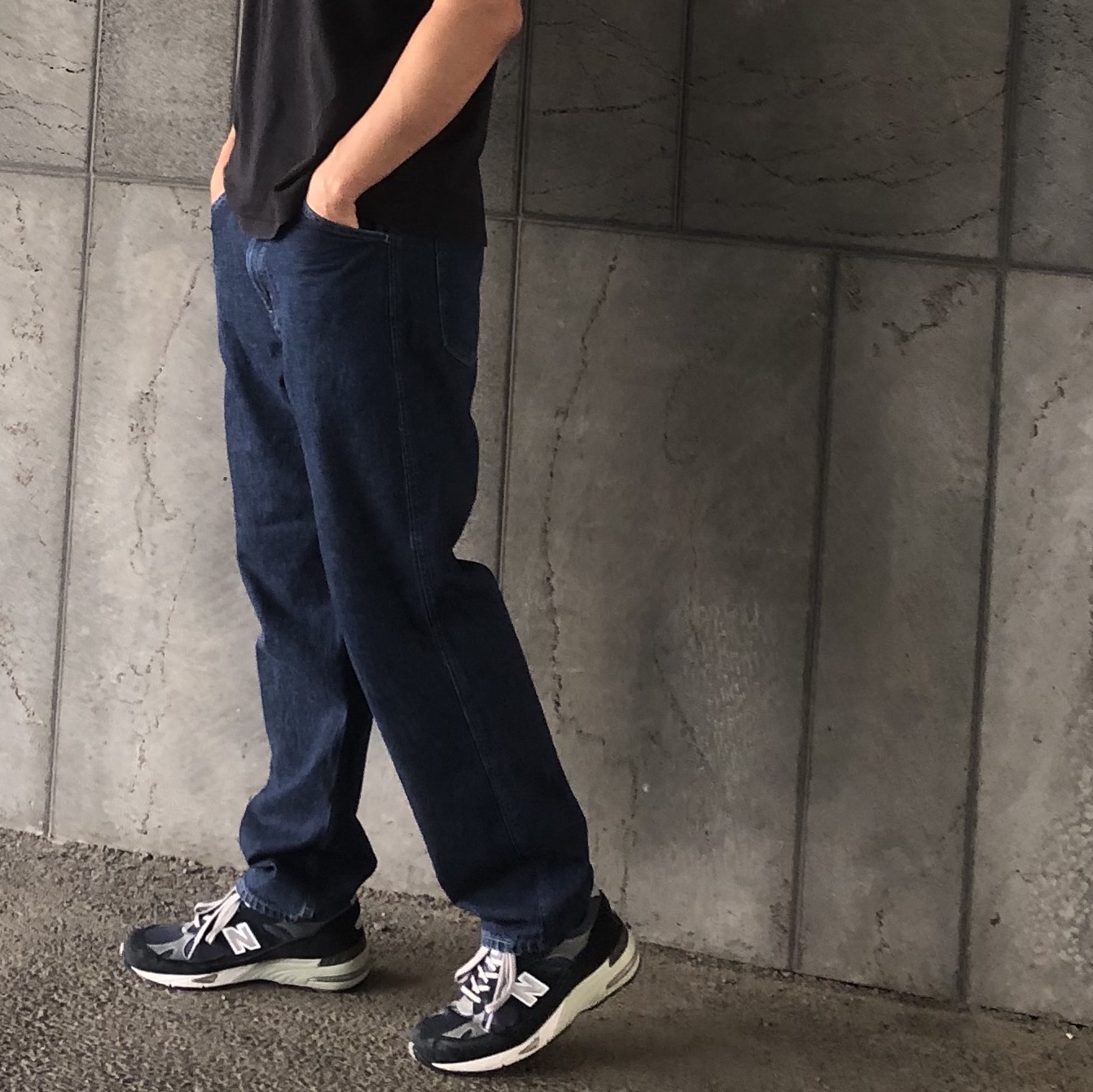 New Balance 991 Made in UK Navy 착용 스타일 - 3