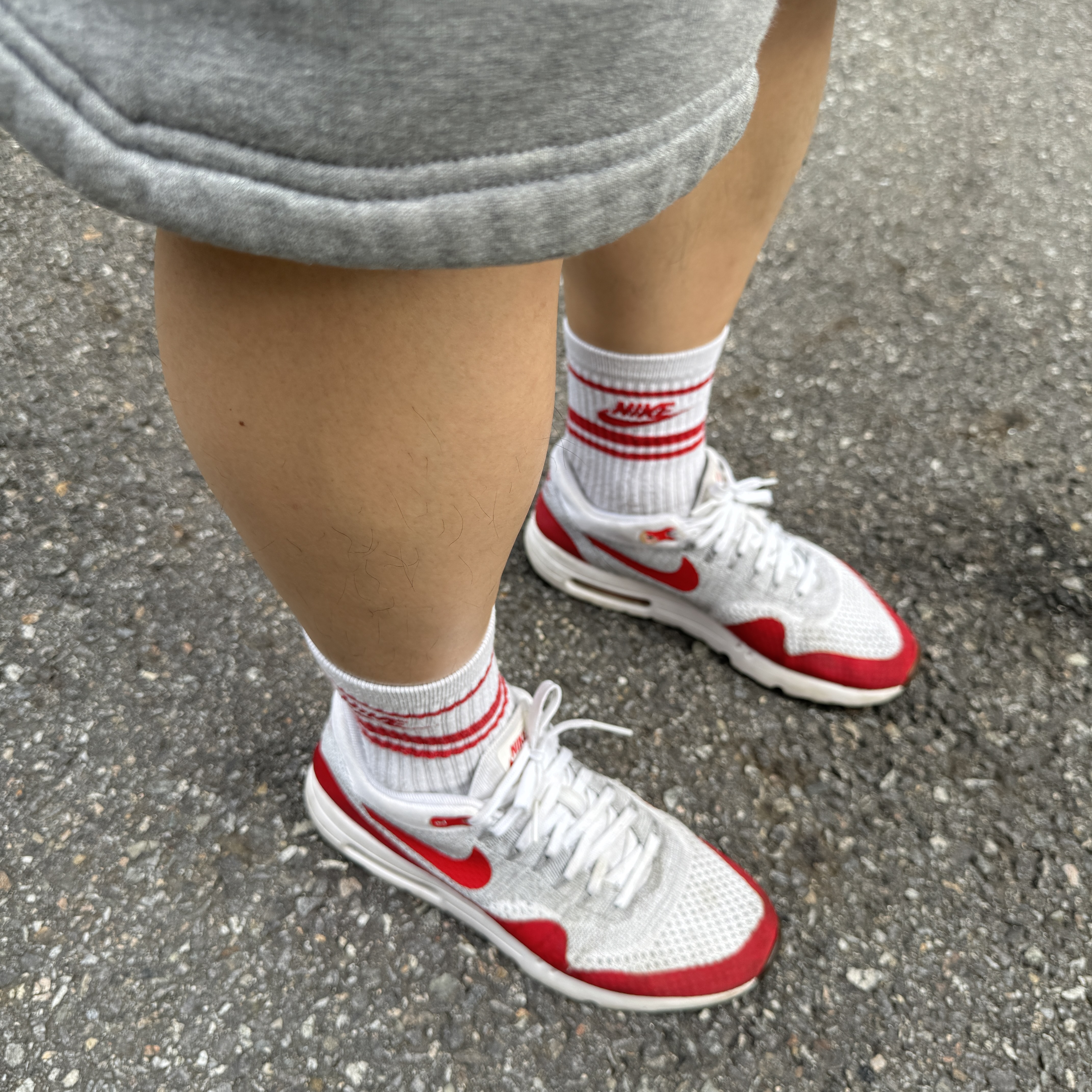 Nike Air Max 1 Ultra Flyknit White University Red 착용 스타일