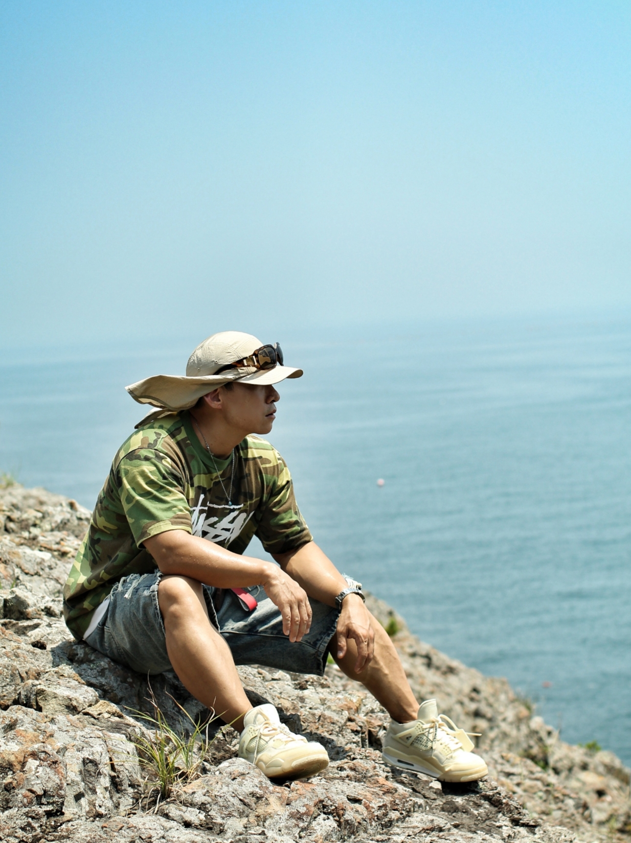 Stussy Stock Camo T-Shirt Camo White, (W) Jordan 4 x Off-White Retro SP Sail 착용 스타일 - 2