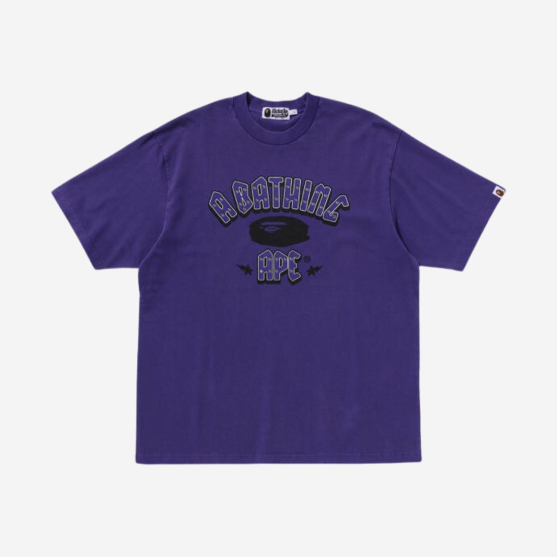 BAPE Garment Dye Rhinestone Logo Relaxed Fit T-Shirt Royal Purple 상세 이미지 1