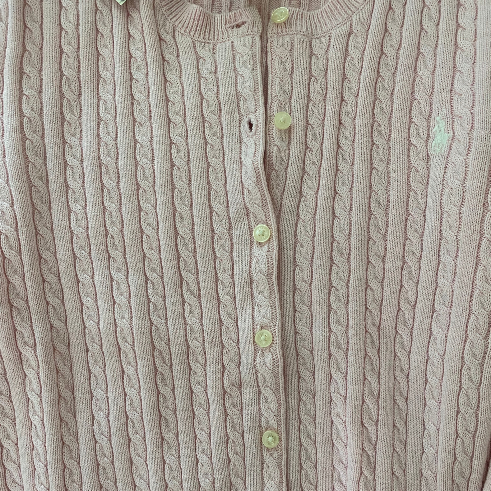 [30% 적립] Polo Ralph Lauren Children Mini Cable Cotton Cardigan Pink 착용 스타일