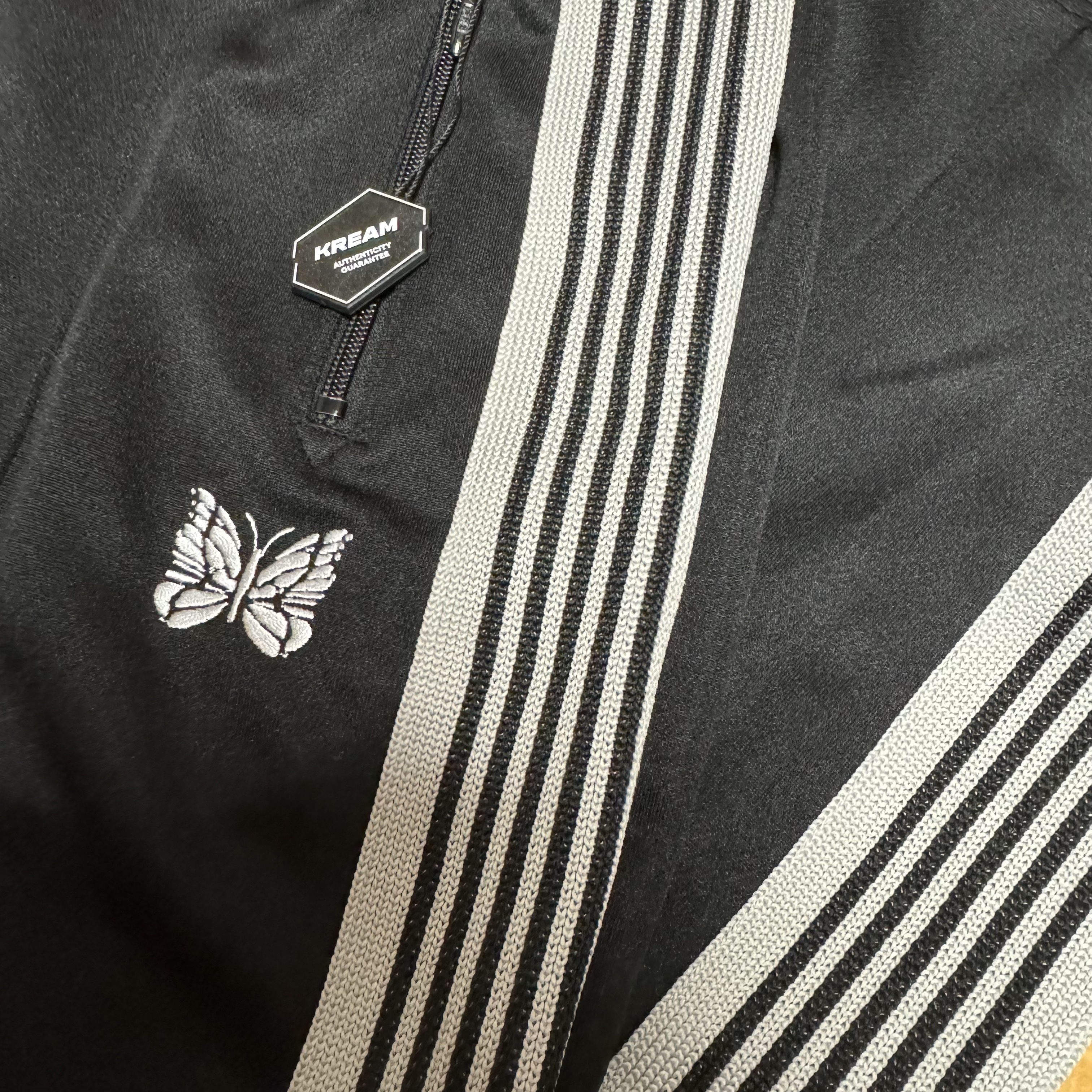 Needles x LHP Track Pants Poly Smooth Black White 착용 스타일