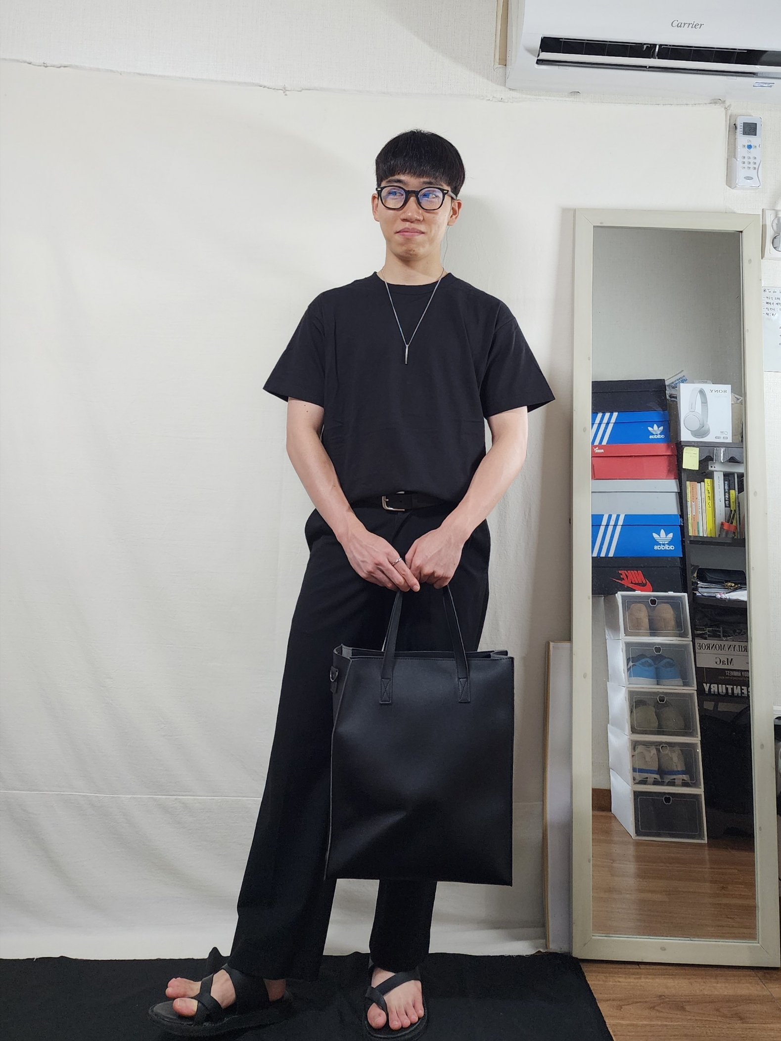 AAA Heavy Cotton 1301 T-Shirt White Black (2Pack) 착용 스타일 - 3