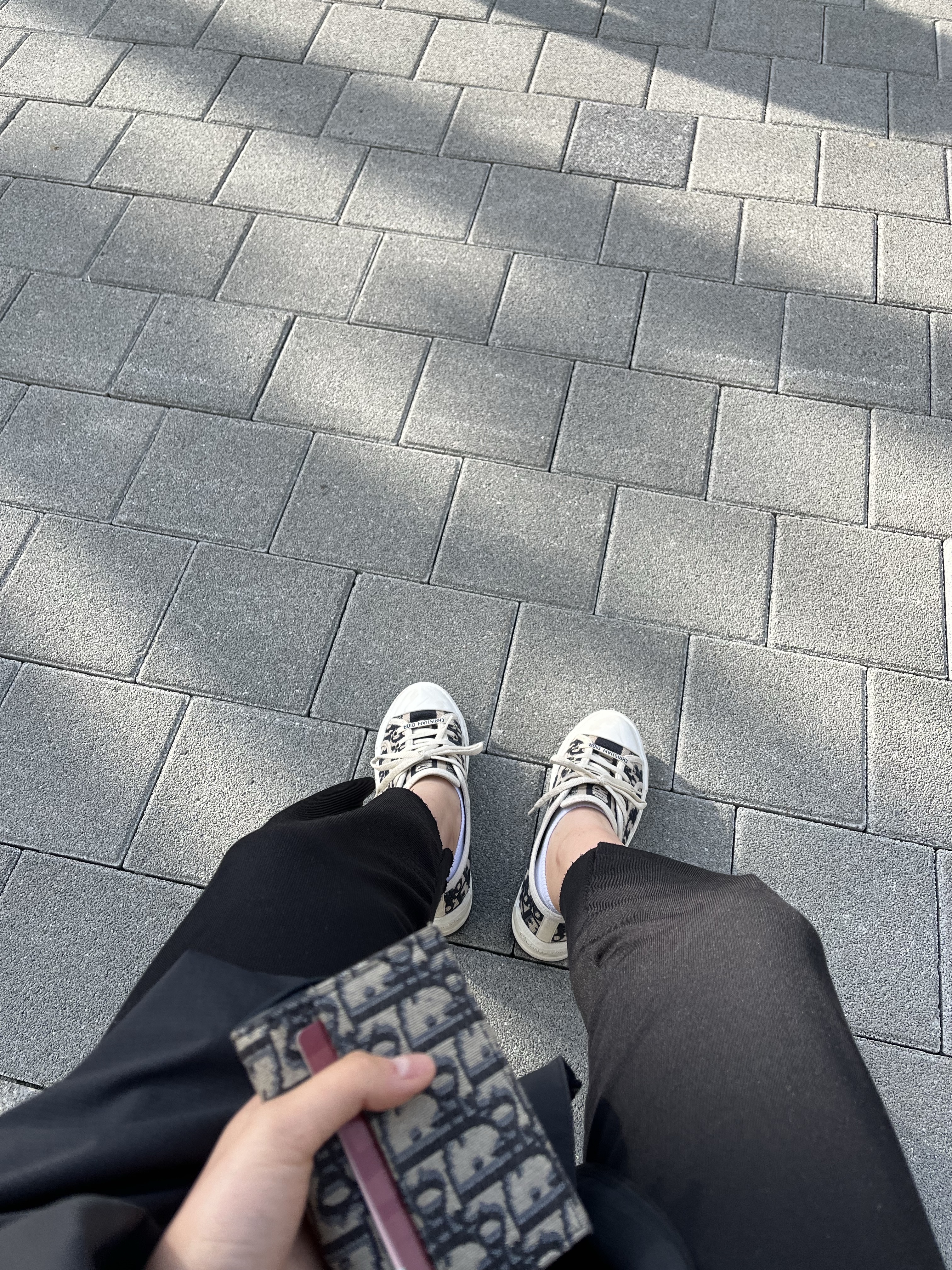 (W) Dior Walk'N'Dior Sneakers Oblique Navy, Dior Saddle Flap Card Holder Blue Dior Oblique Jacquard 착용 스타일