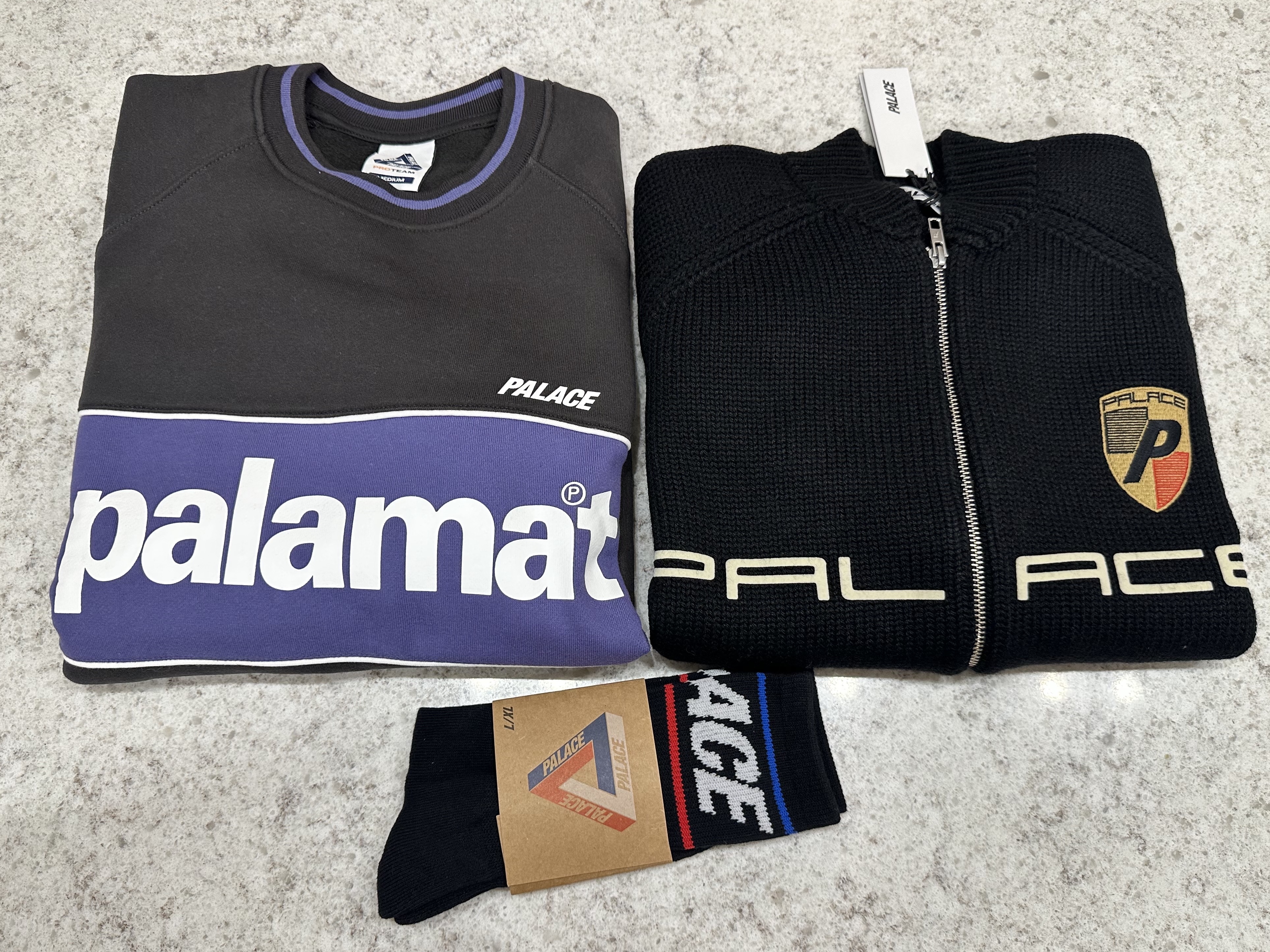 Palace Basically A Sock Black, Palace Posh Knit Black - 24FW 착용 스타일 - 1