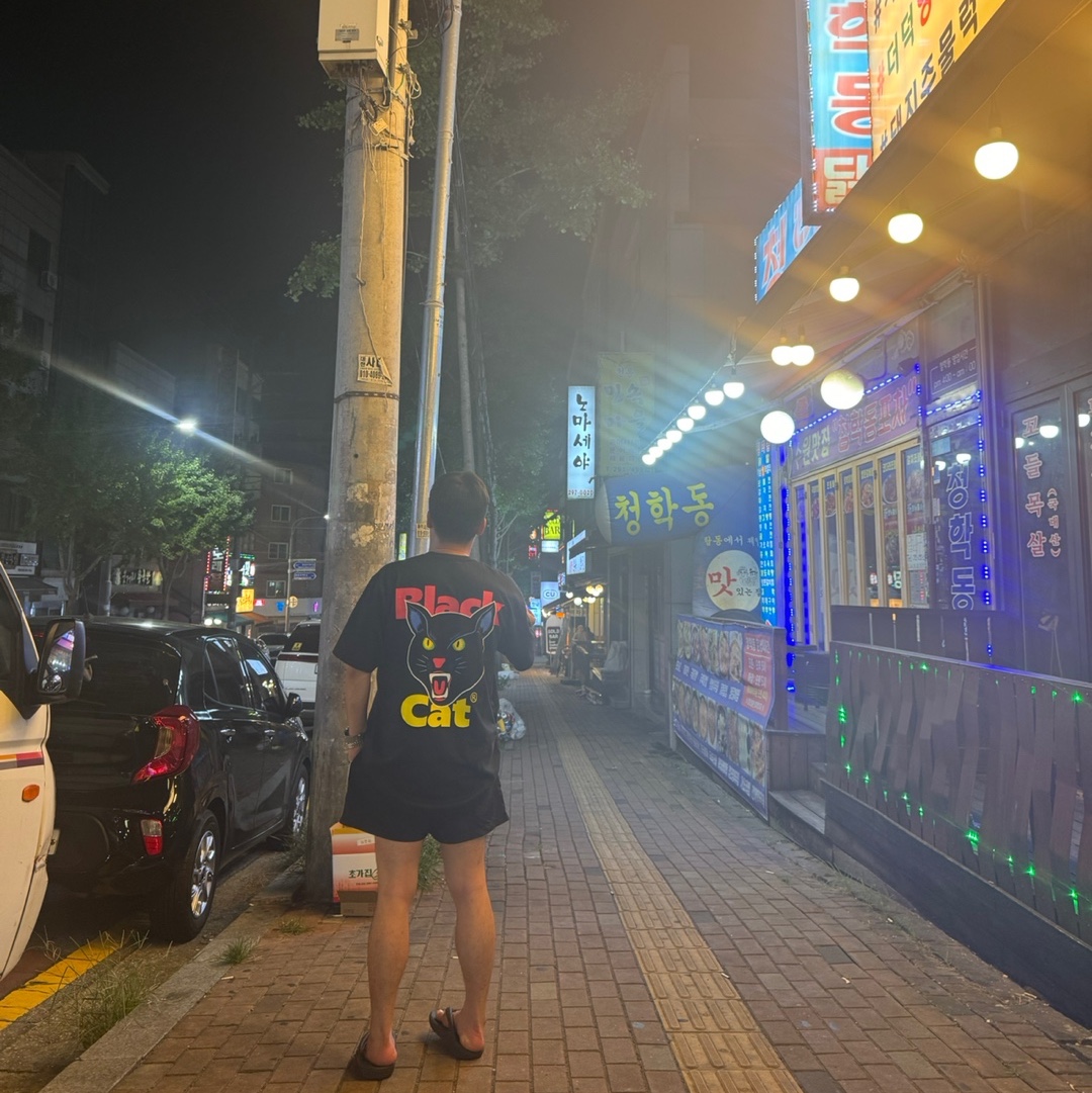 Supreme Black Cat T-Shirt Black - 24SS 착용 스타일
