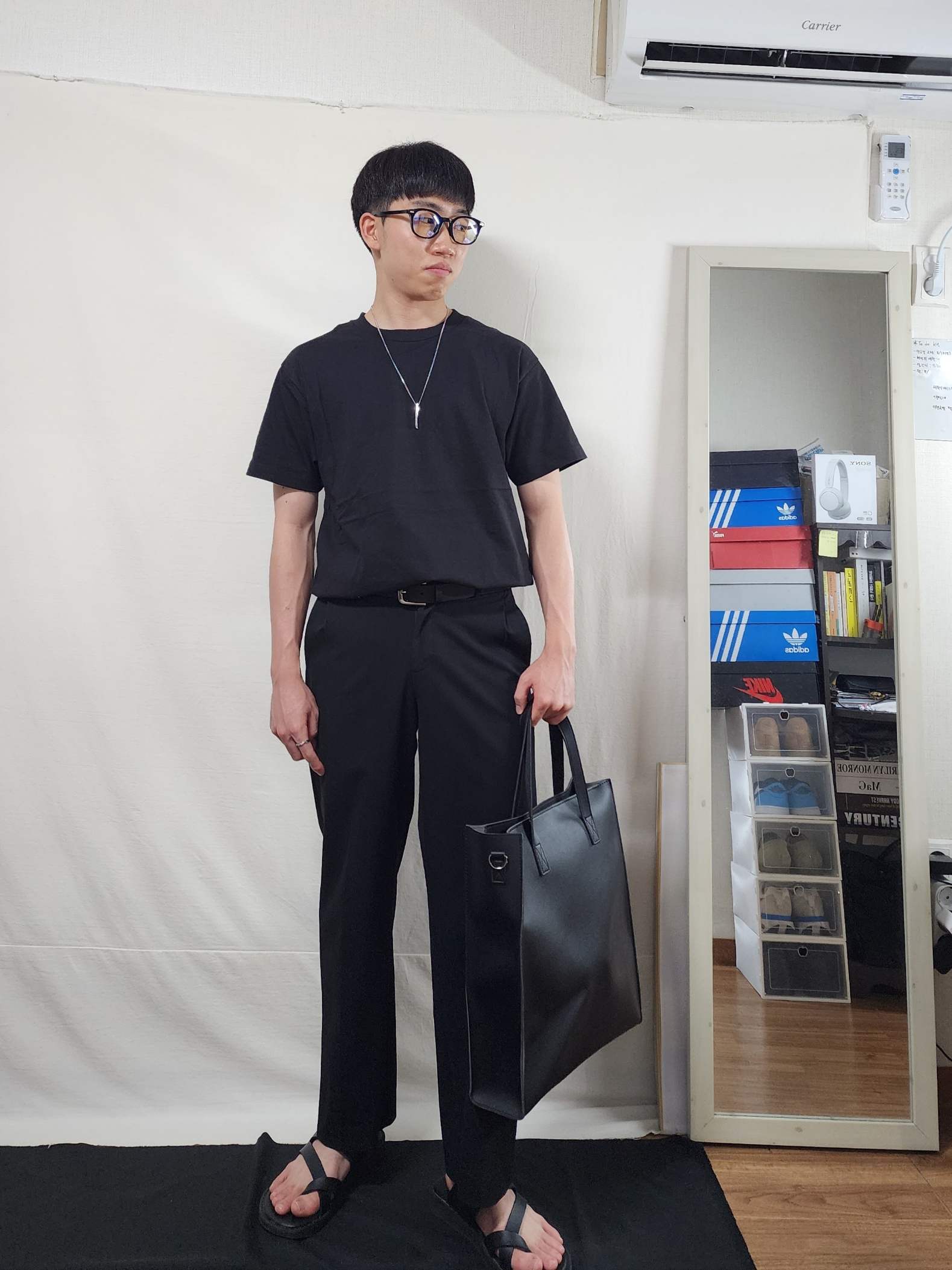 AAA Heavy Cotton 1301 T-Shirt White Black (2Pack) 착용 스타일 - 2