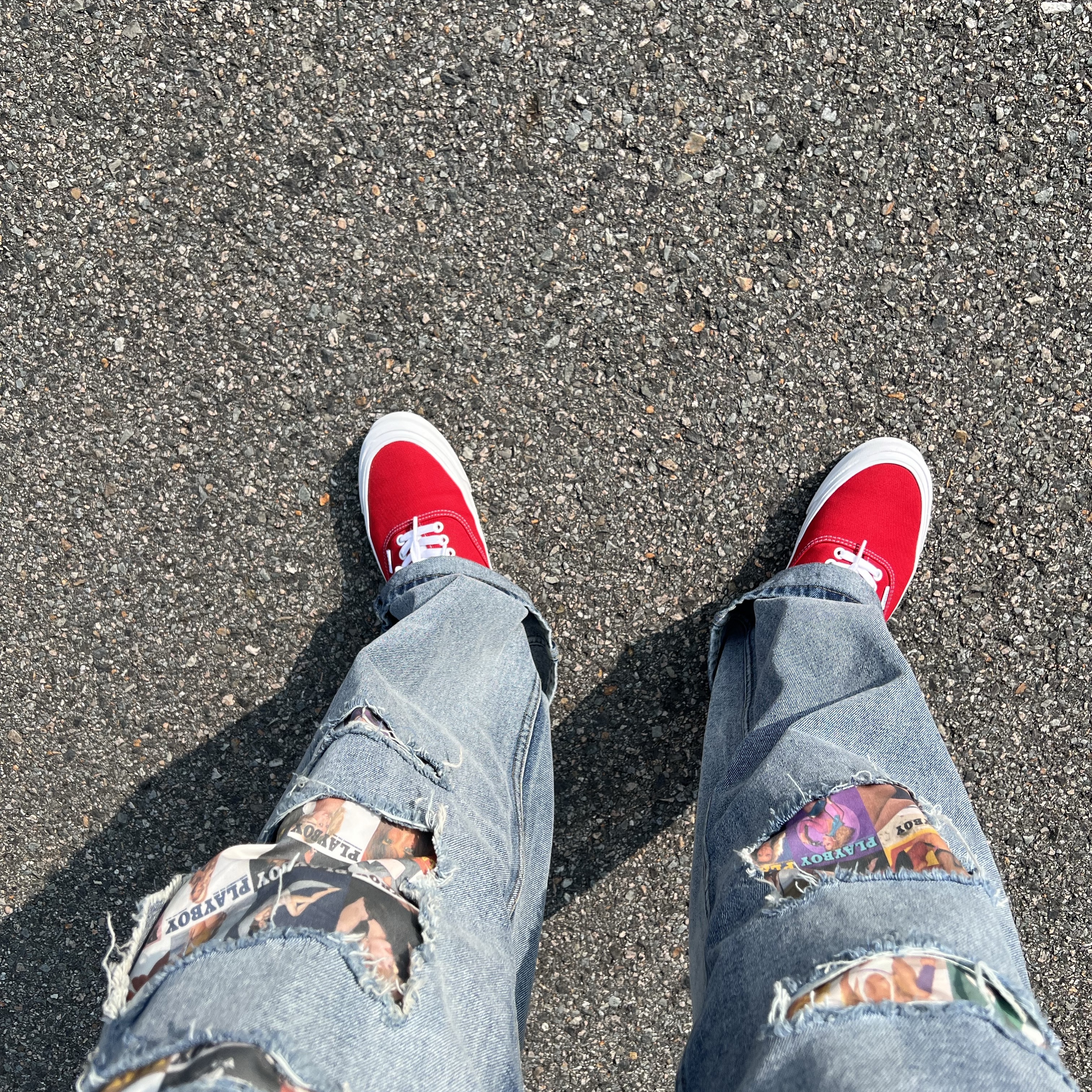 Vans Vault OG Authentic LX Red 착용 스타일