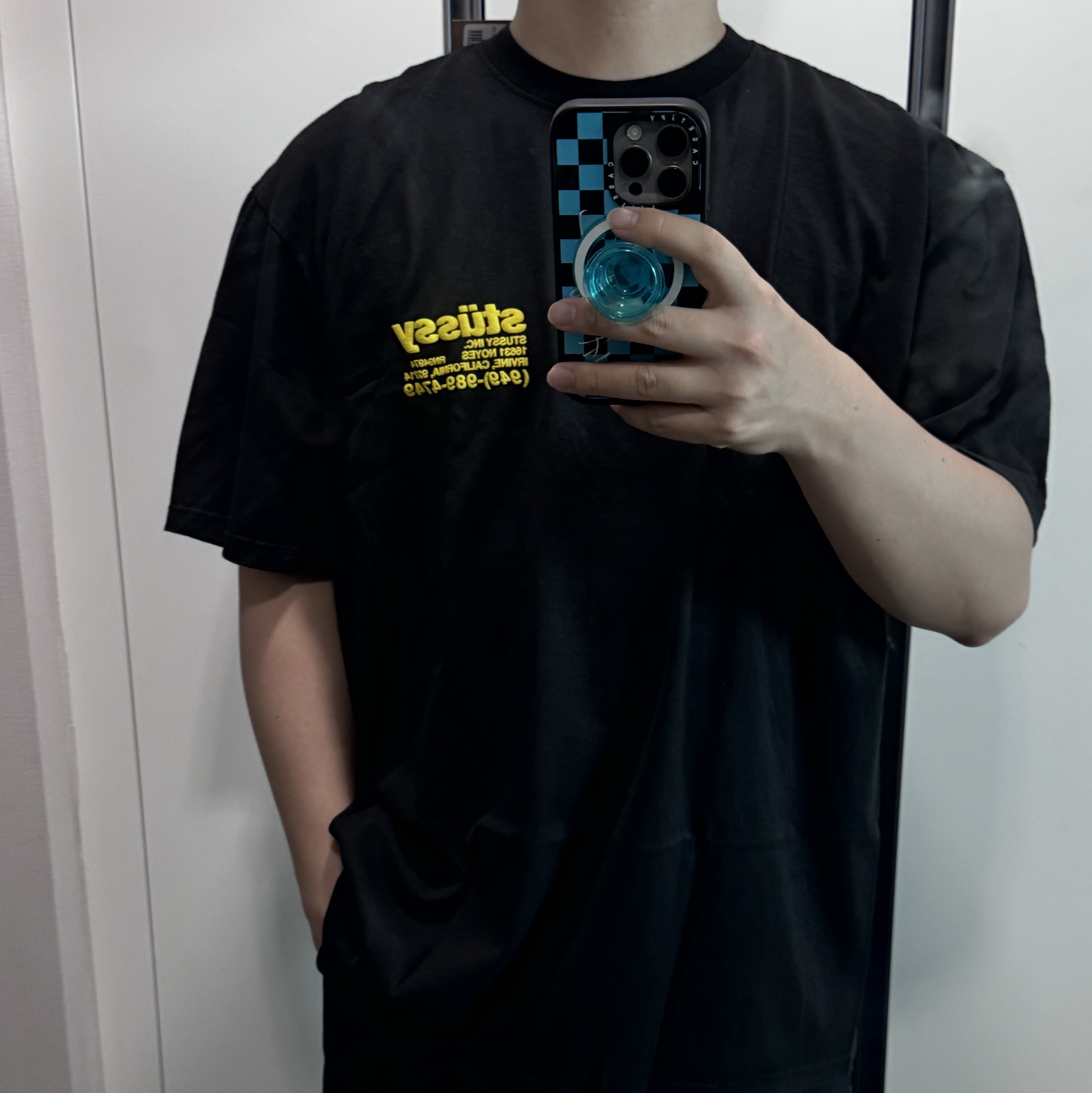 Stussy DNA Pigment Dyed T-Shirt Black 착용 스타일