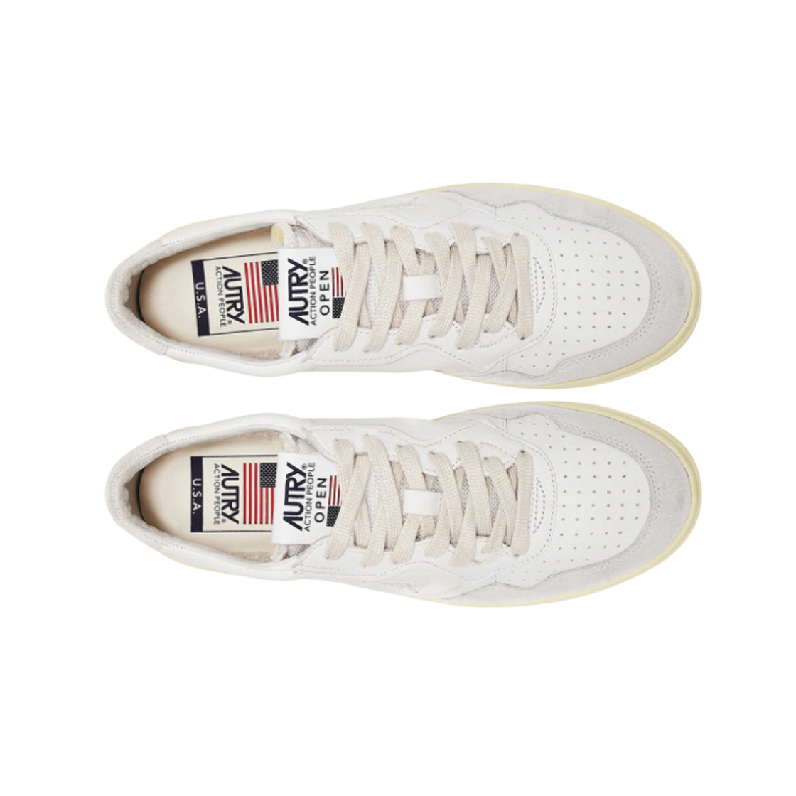 (W) 오트리 메달리스트 로우 레더 스웨이드 스니커즈 화이트((W) Autry Medalist Low Leather Suede Sneakers White) - 2