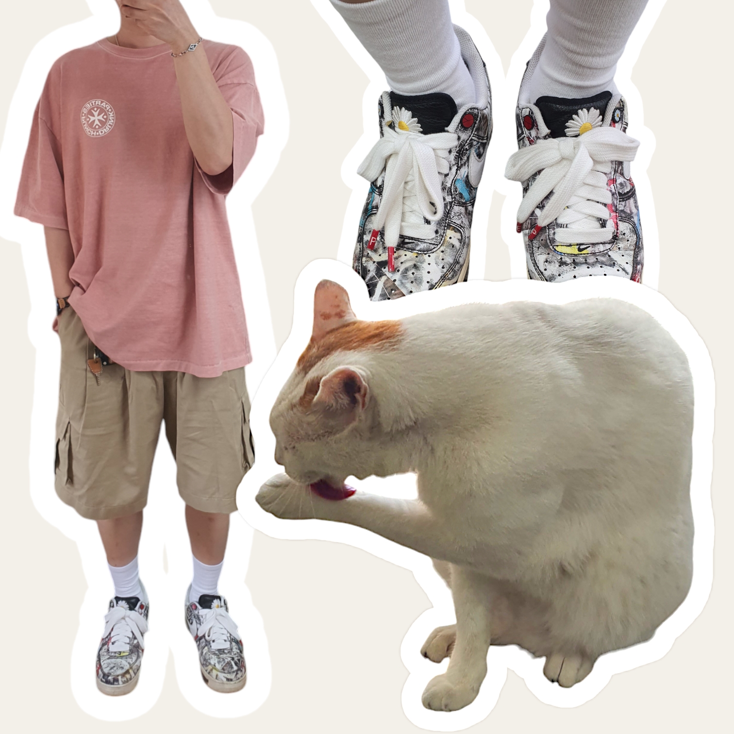 Nike x Peaceminusone Air Force 1 Low Para-Noise 착용 스타일