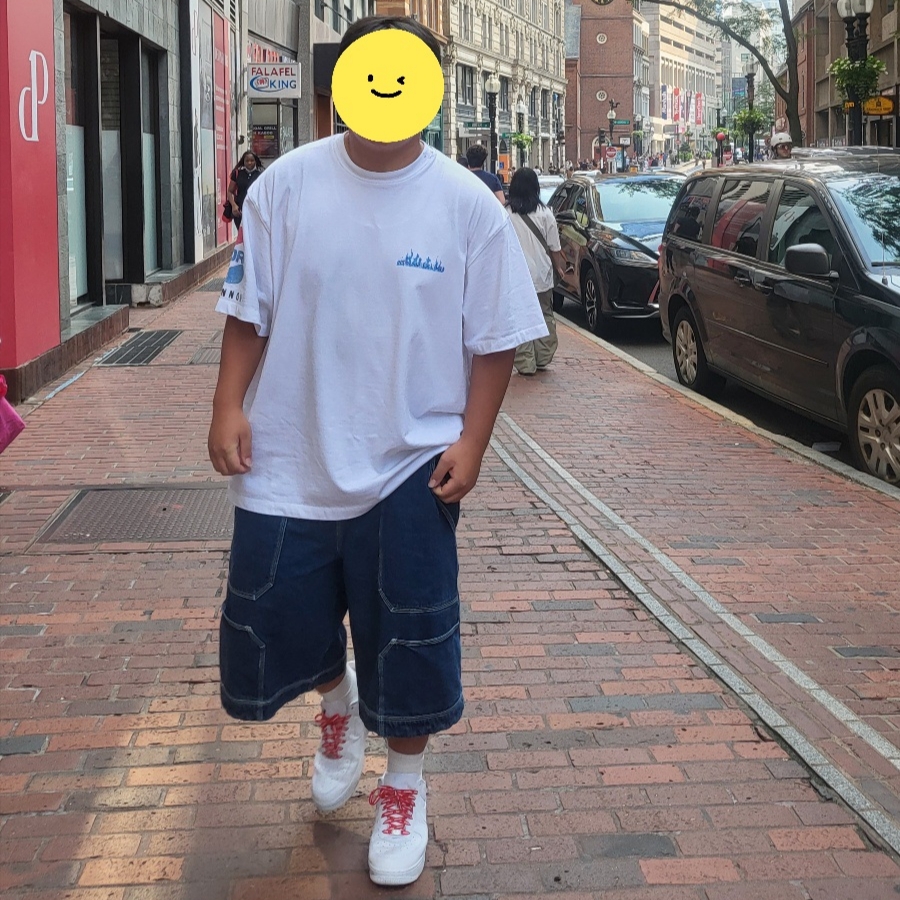 Nike x Supreme Air Force 1 Low White, Nonnod Soft Drink T-Shirt Dirty White 착용 스타일