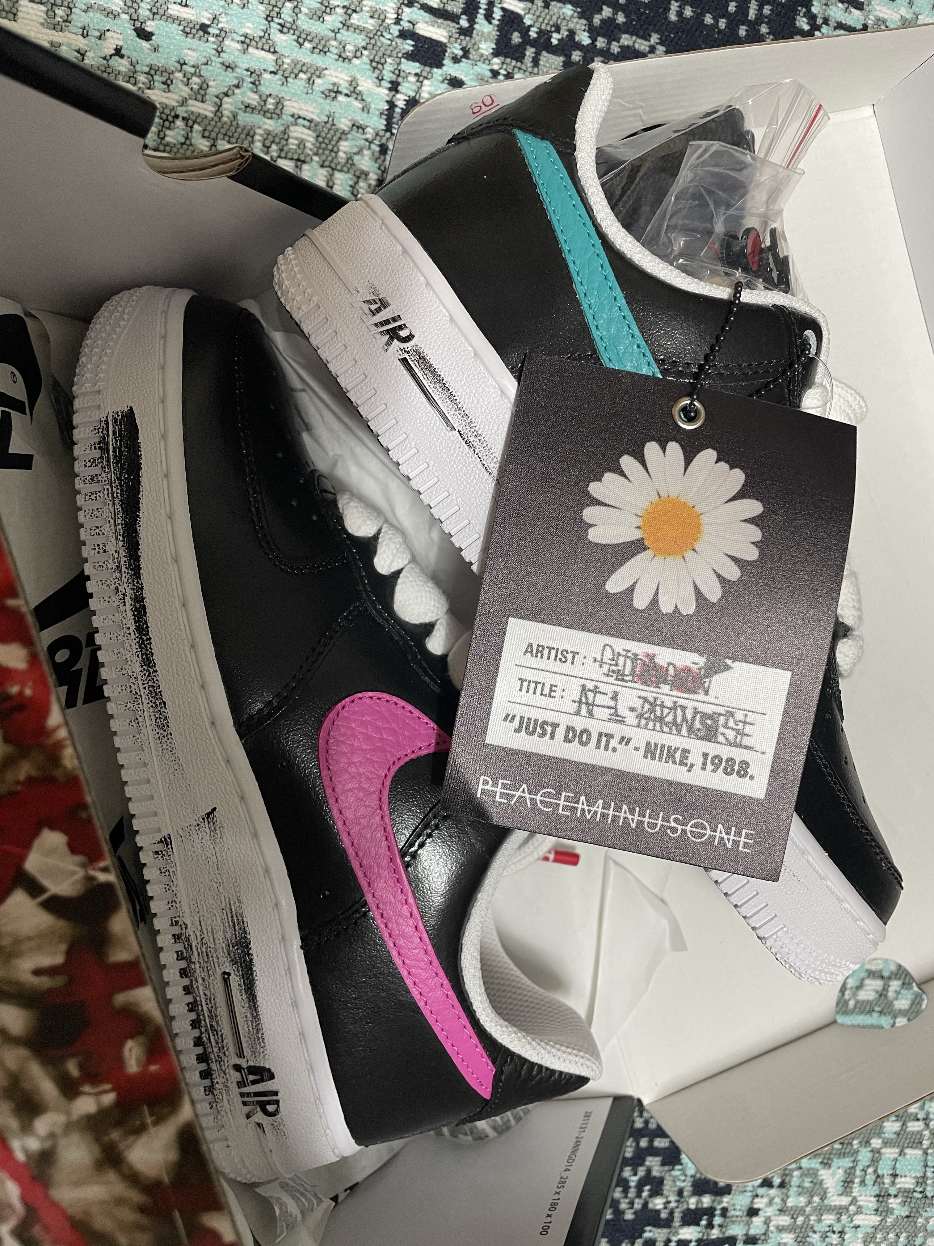 Nike x Peaceminusone Air Force 1 Low Para-Noise 3.0 Black and Multicolor 착용 스타일 - 1