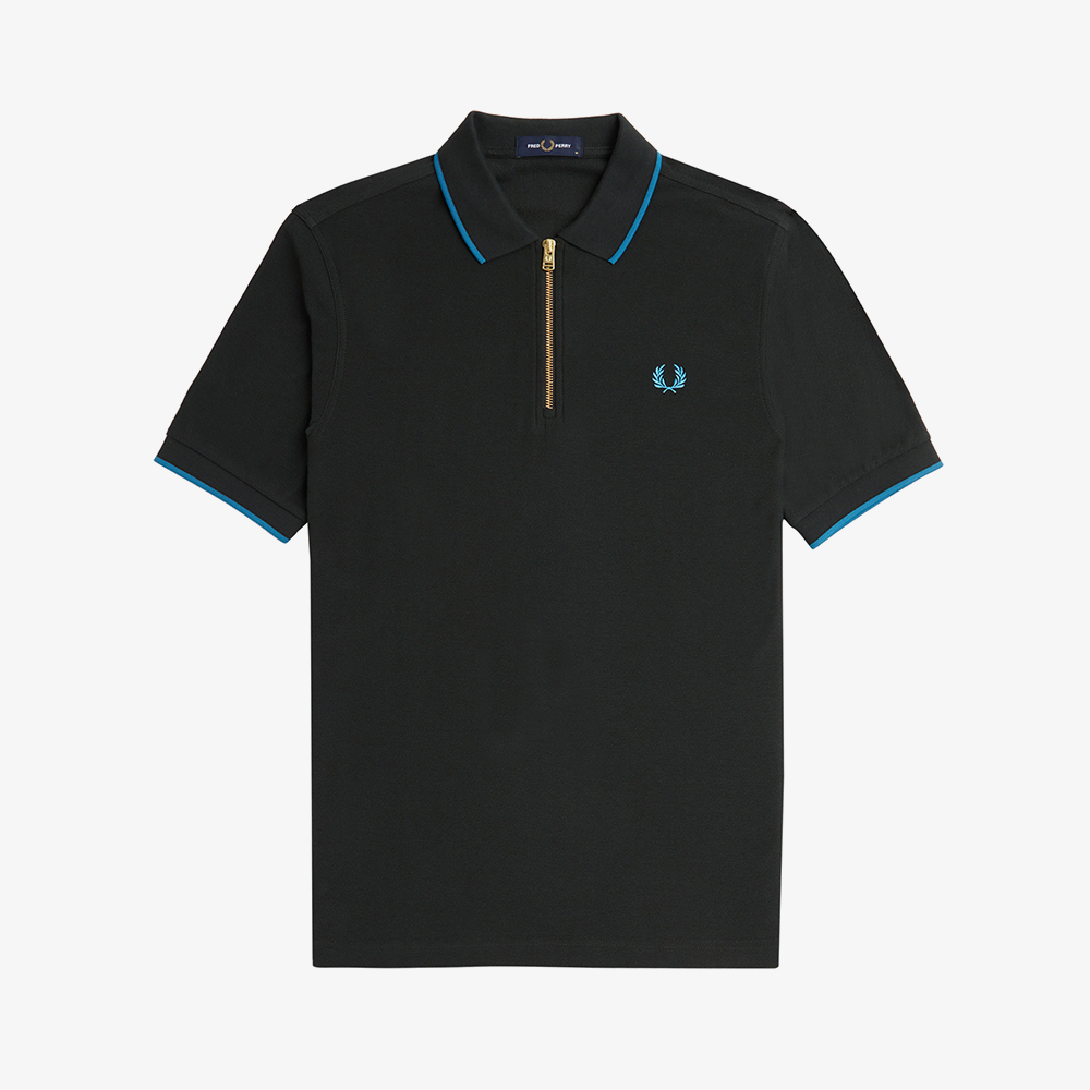 프레드페리 크레이프 피케 집넥 폴로셔츠 나이트그린(Fred Perry Crepe Pique Zip Neck Polo Shirt Night Green) - 5