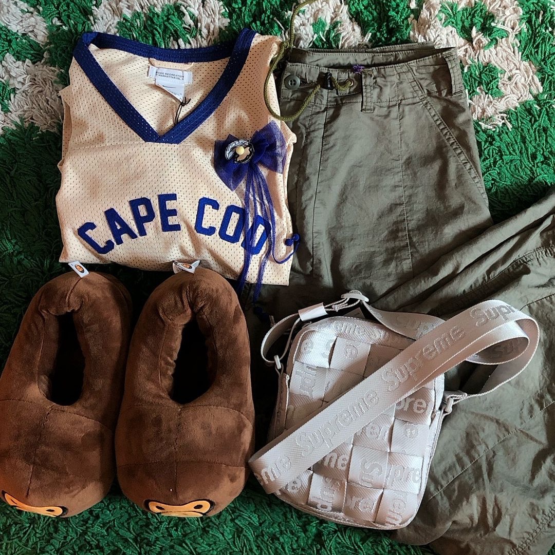 Nike x Bode Mesh Jersey Ecru - Asia, Needles H.D. BDU Pants Olive 착용 스타일 - 1
