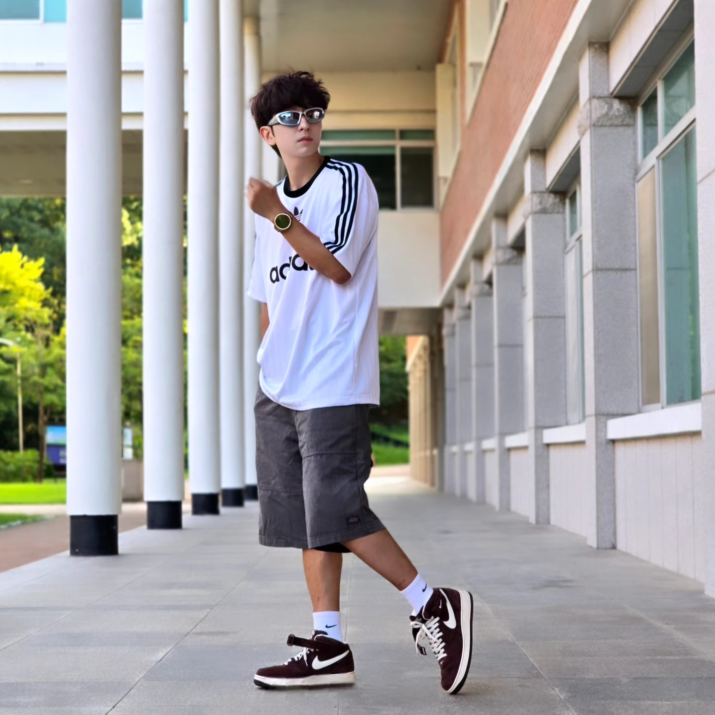 Adidas Adicolor T-Shirt White Black - KR Sizing, Adidas Adicolor T-Shirt White - US Sizing 착용 스타일 - 7