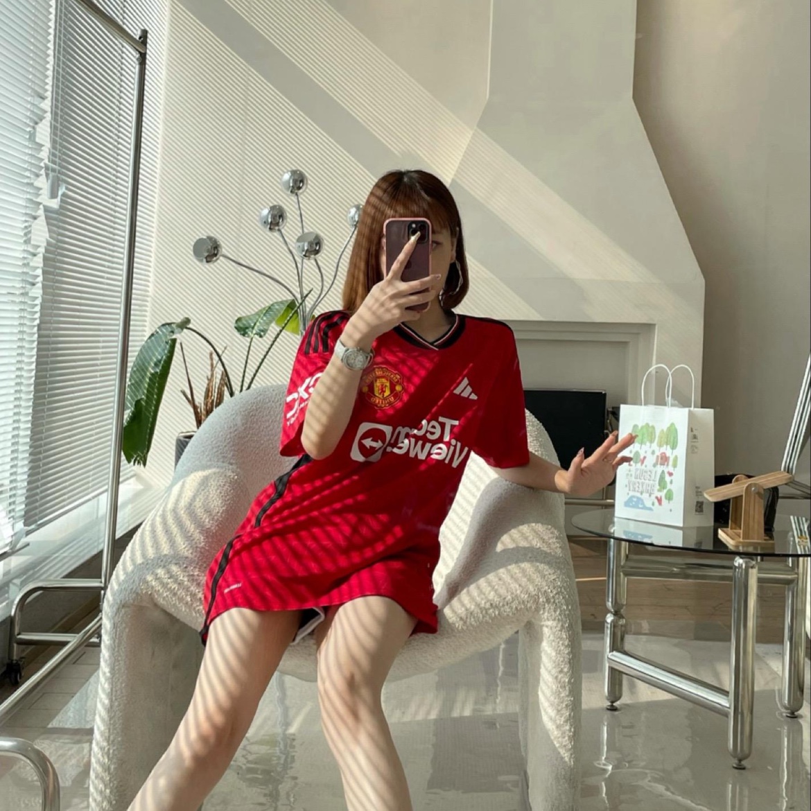 Adidas Manchester United 2023/24 Home Jersey Team Collegiate Red - KR Sizing (Non Marking Ver.) 착용 스타일