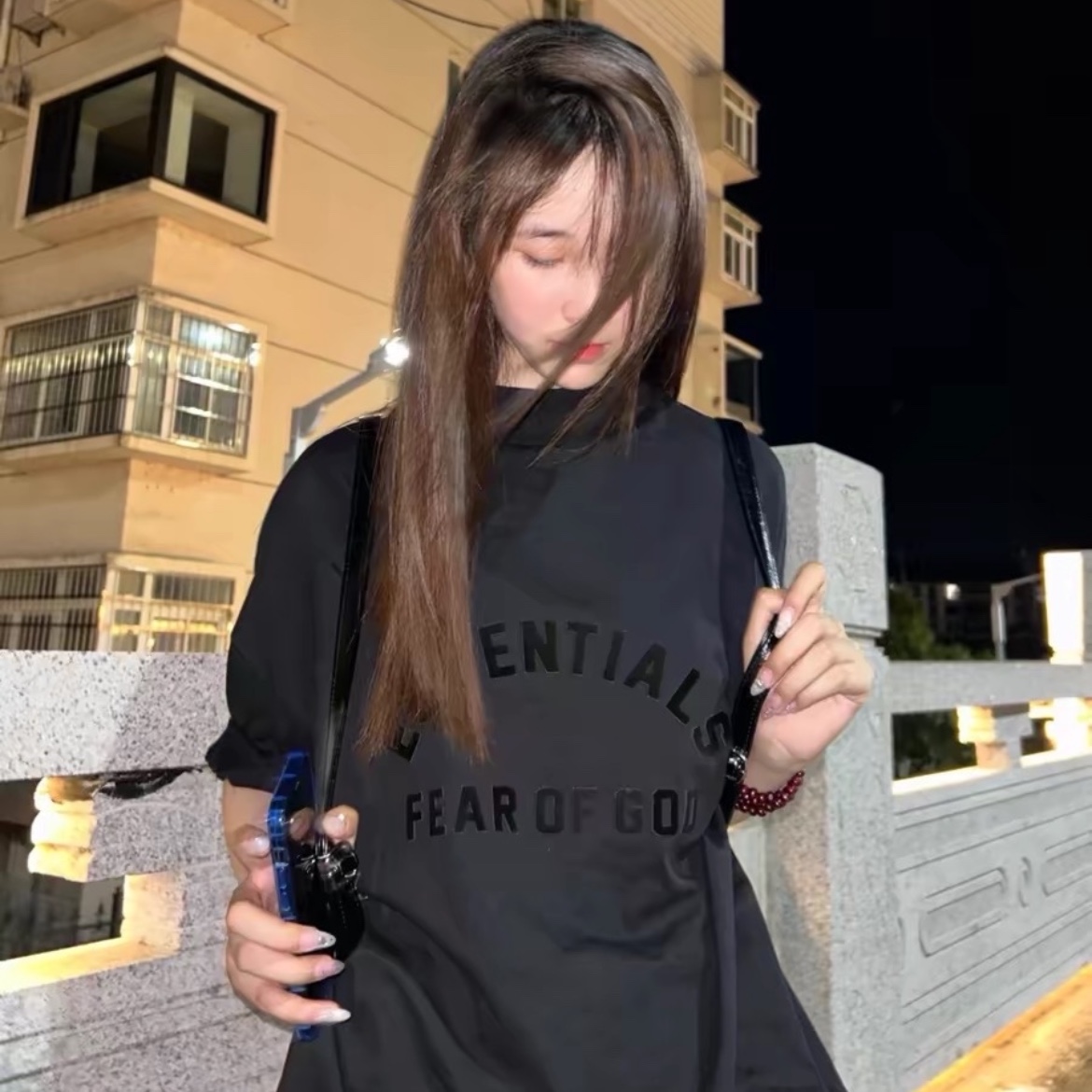 Essentials Heavy Jersey Crewneck T-Shirt Jet Black - 24SS 착용 스타일