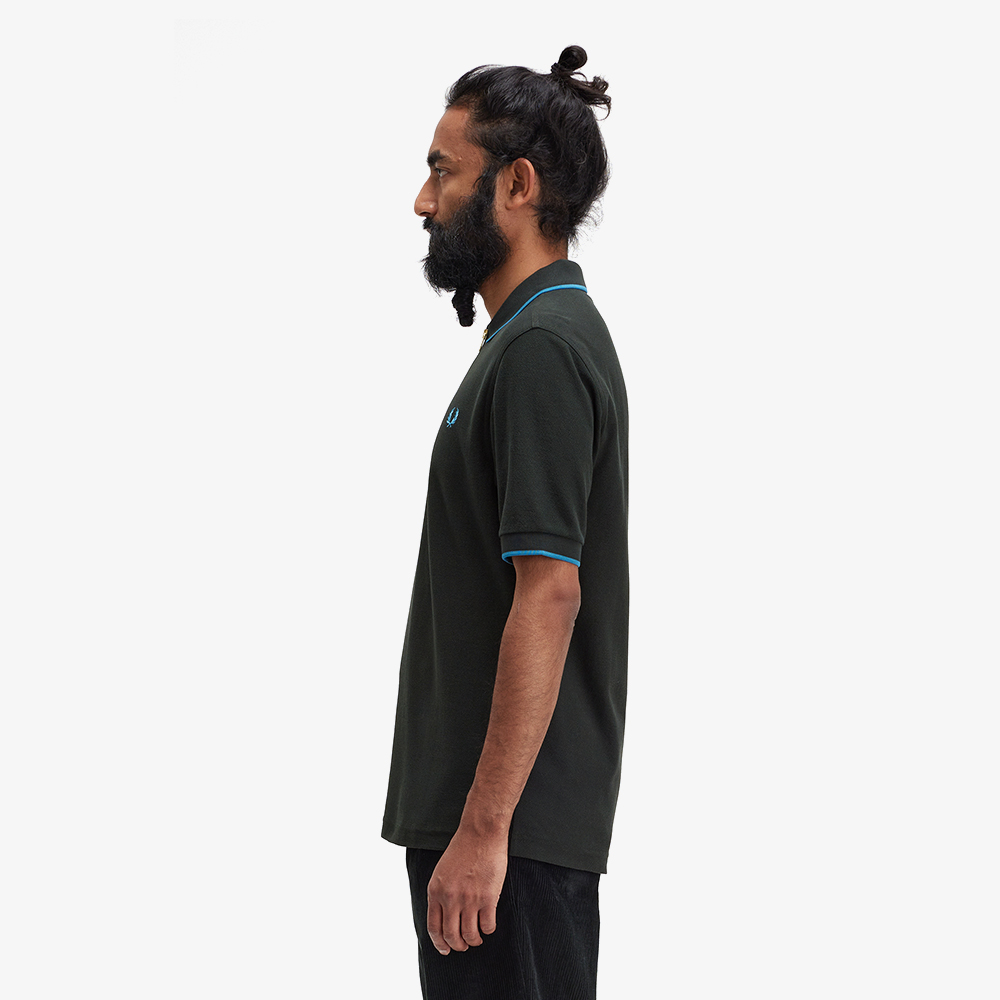 프레드페리 크레이프 피케 집넥 폴로셔츠 나이트그린(Fred Perry Crepe Pique Zip Neck Polo Shirt Night Green) - 2