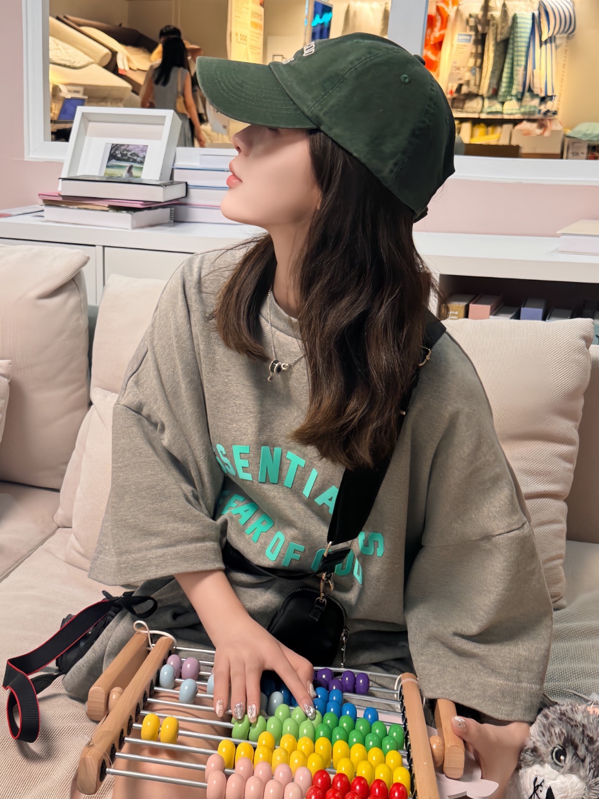 Essentials Heavy Jersey Crewneck T-Shirt Dark Heather Oatmeal - 24SS 착용 스타일