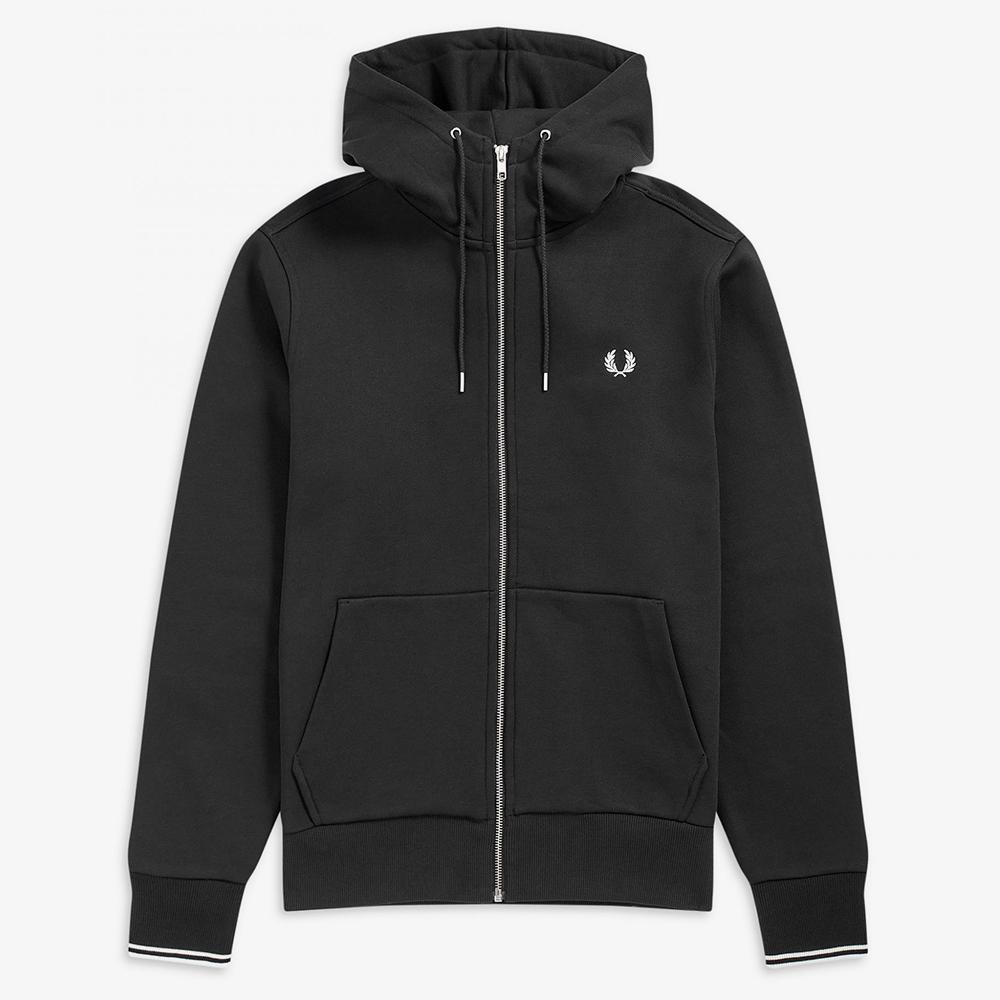 프레드페리 후드 집 스루 스웻셔츠 블랙(Fred Perry Hooded Zip Through Sweatshirt Black) - 2