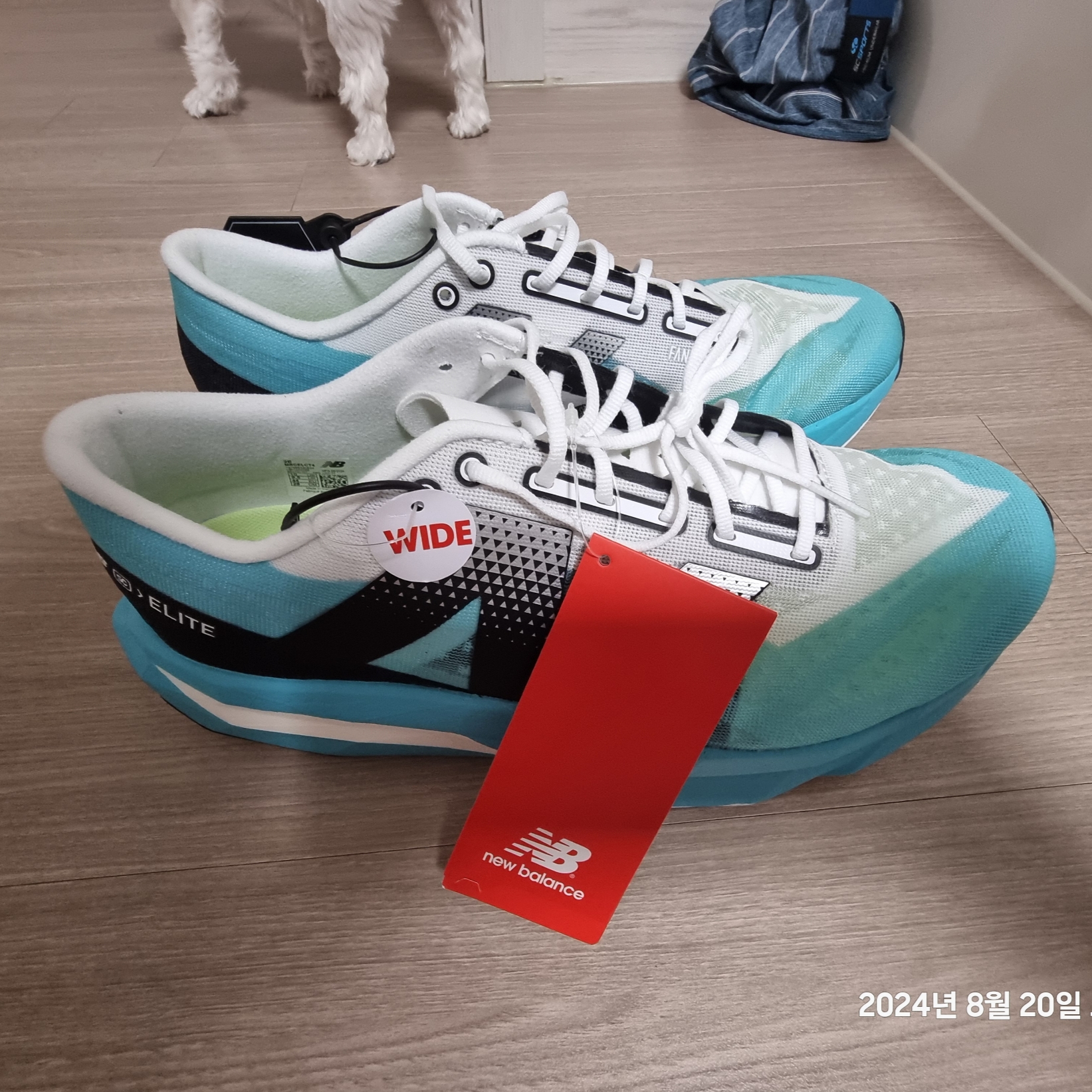 New Balance Fuelcell Supercomp Elite v4 Cyber Jade White - 2E Wide 착용 스타일 - 1